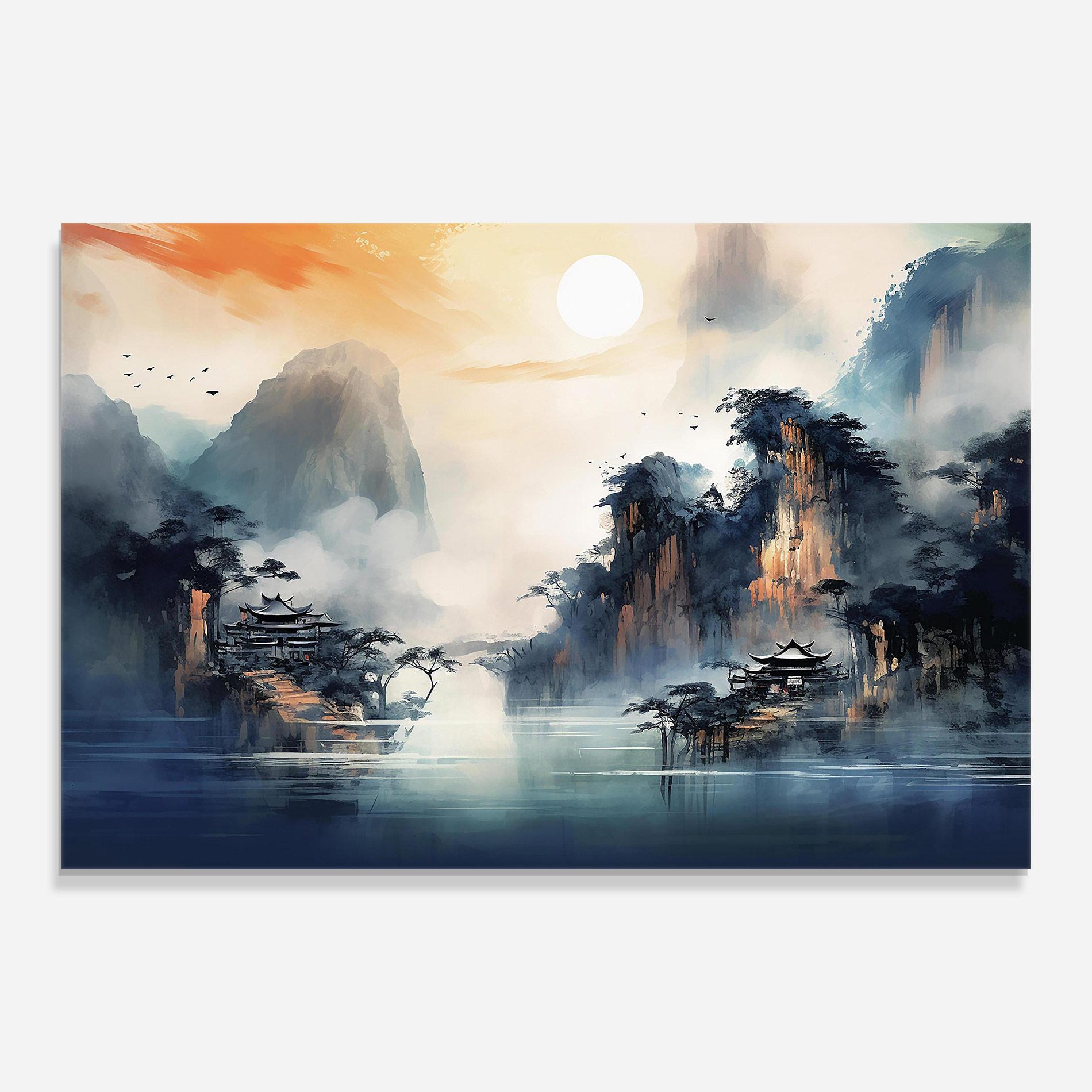 Tablou Sticla Fog Houses mockup 0