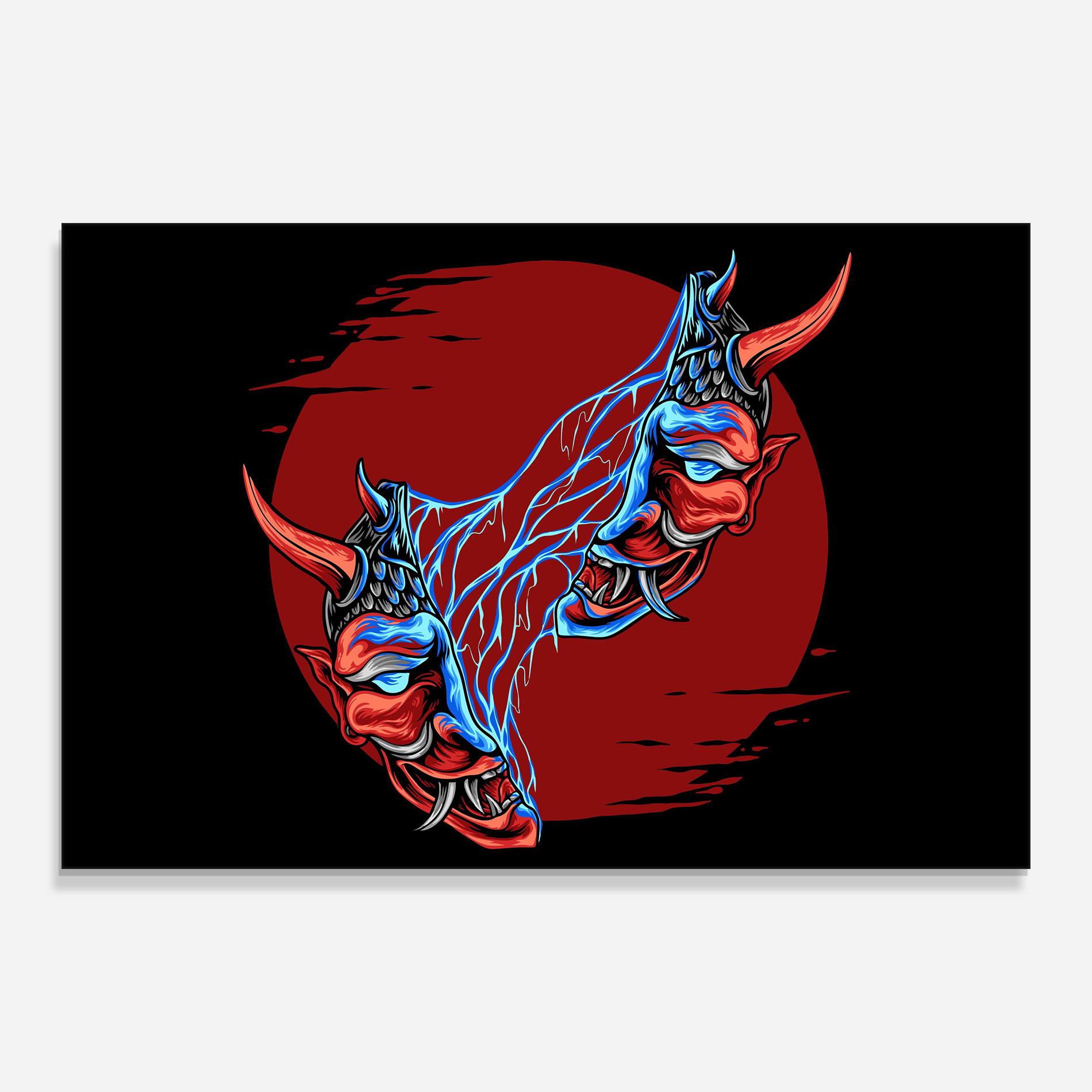 Tablou Sticla Japanese Mask mockup 0