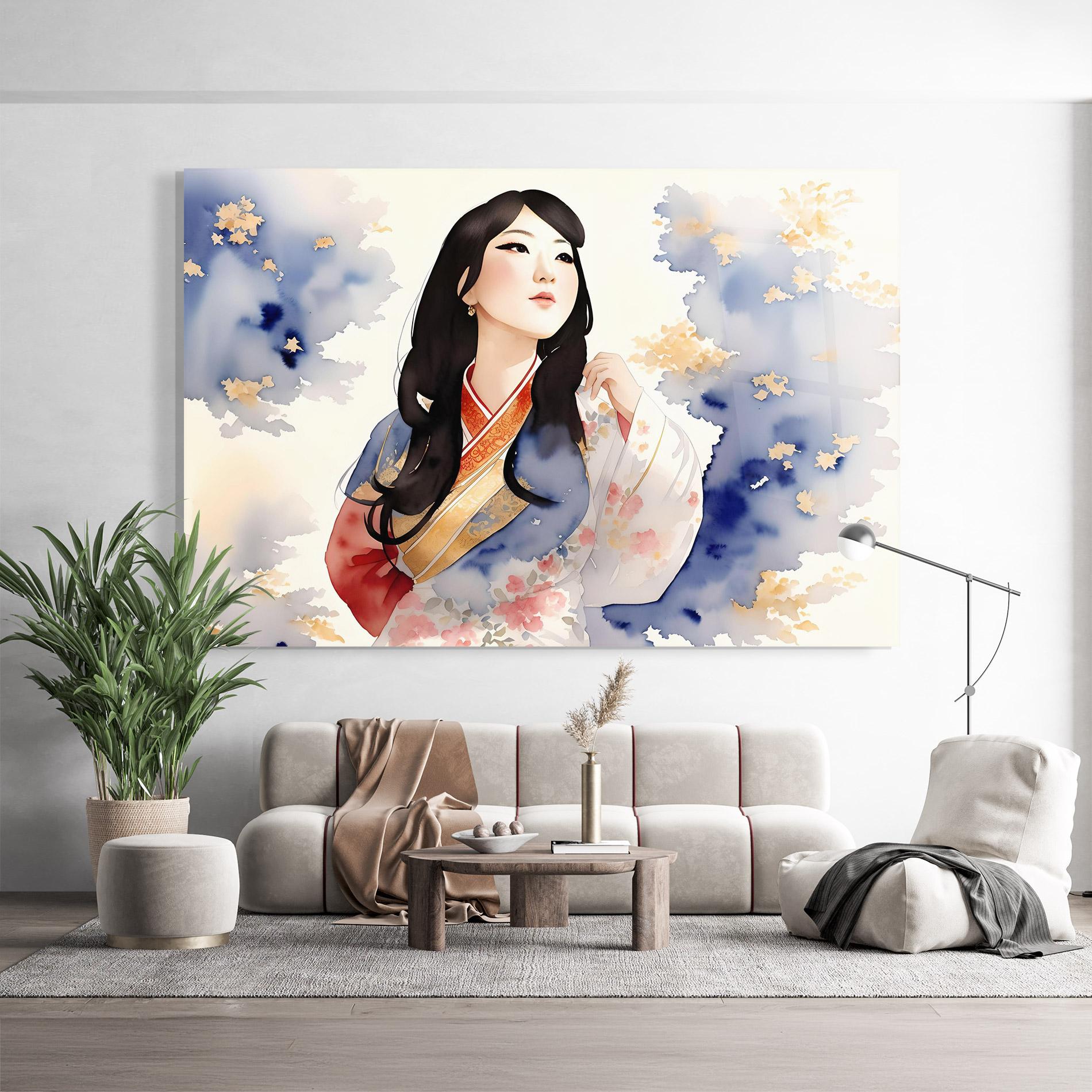 Tablou Sticla Asian Woman Dancing mockup 9