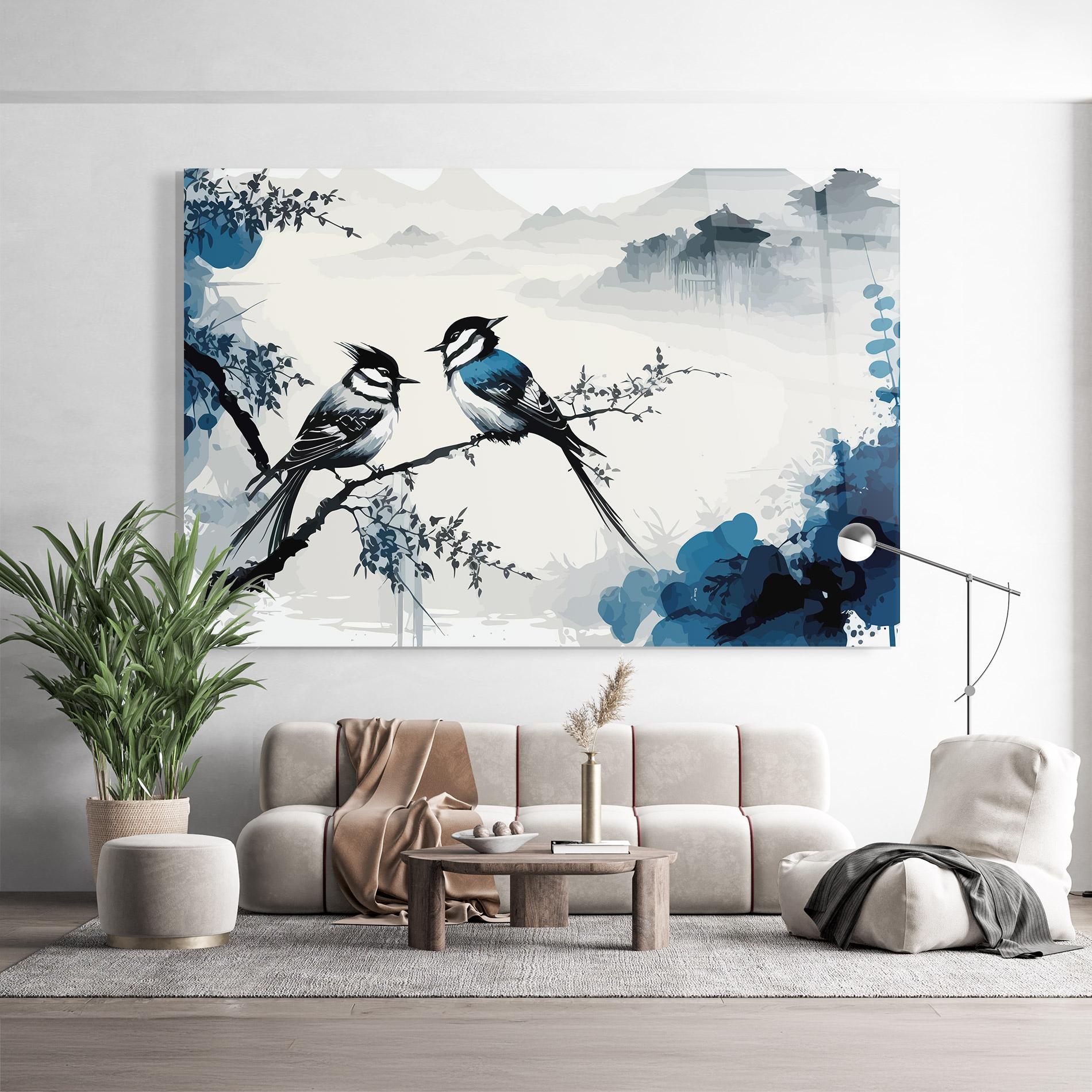 Tablou Sticla Asiatic Blue Bird mockup 9