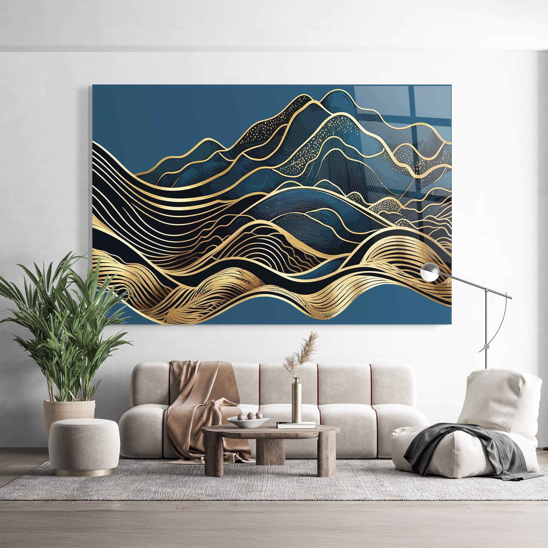 Tablou Sticla Asiatic Blue Wave mockup 9