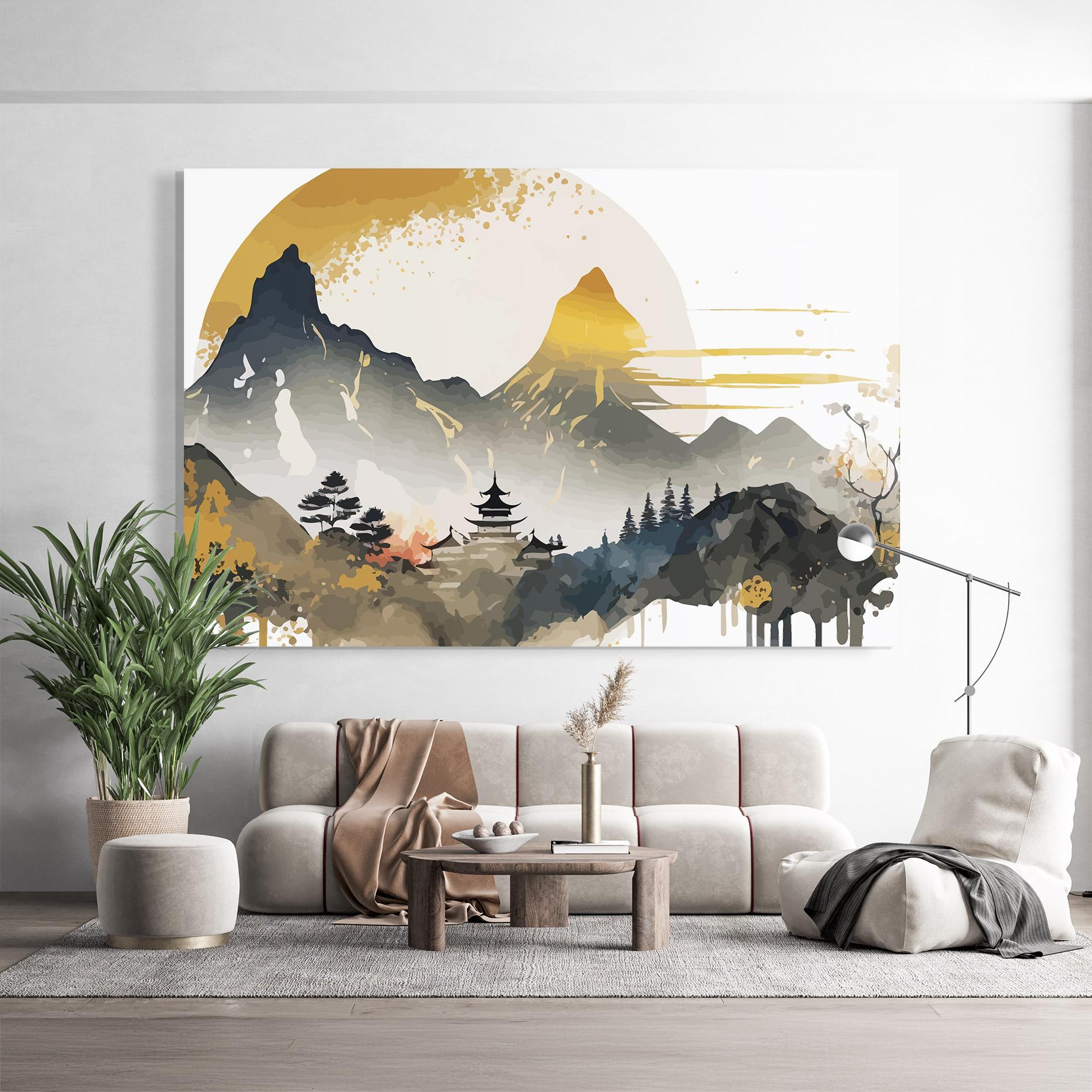 Tablou Sticla Asiatic Gold Cream mockup 9