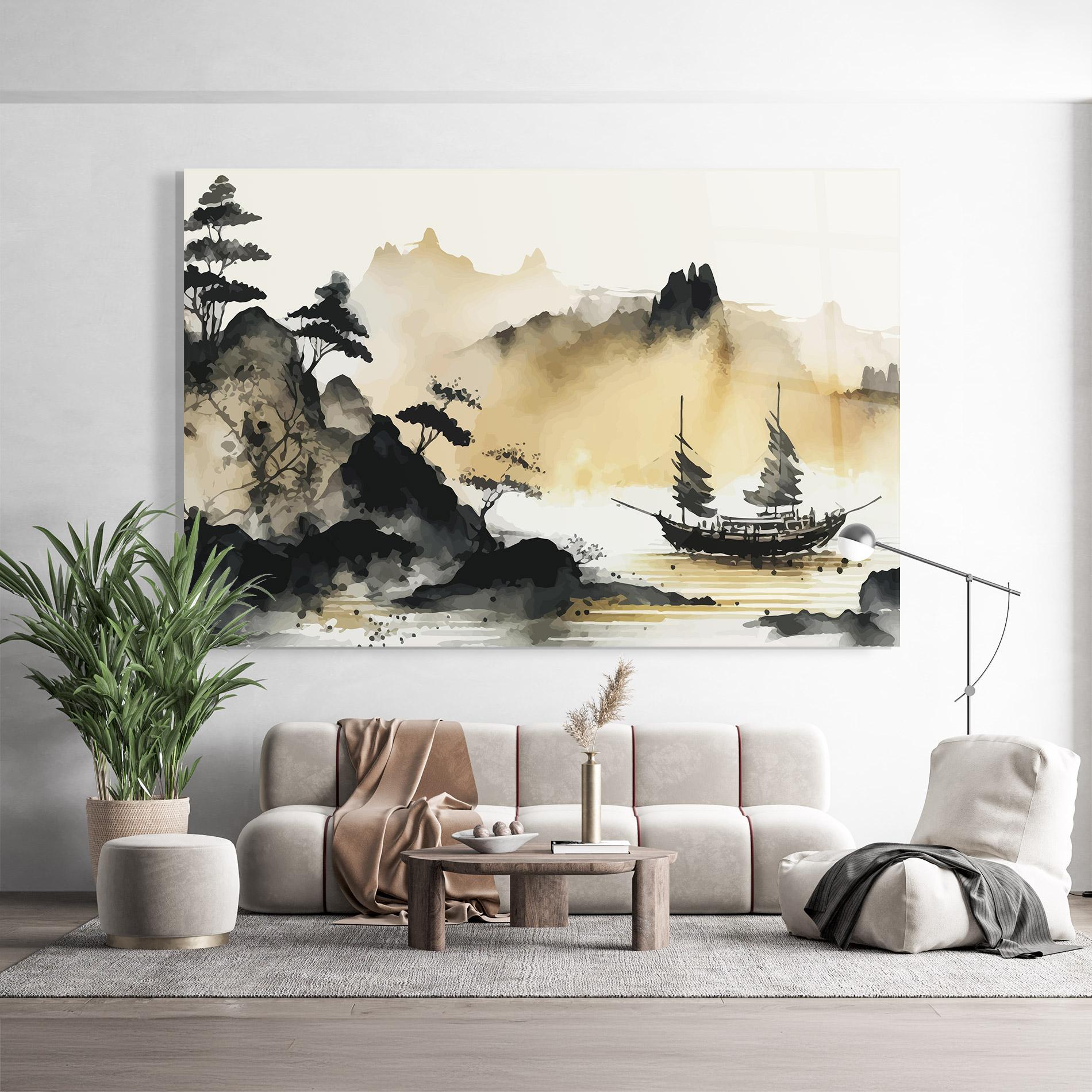 Tablou Sticla Asiatic Grey Cream mockup 9