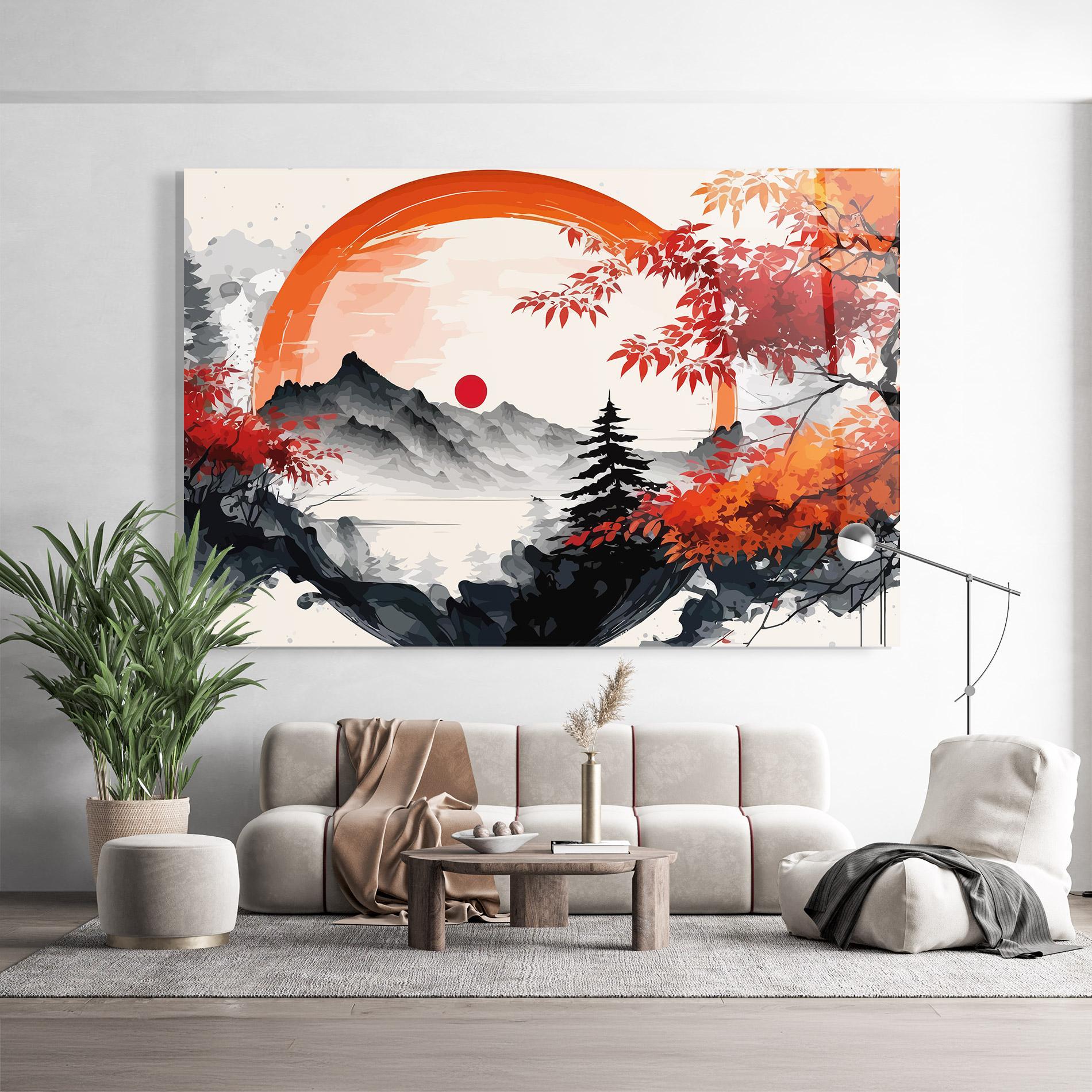 Tablou Sticla Asiatic Grey Montain mockup 9