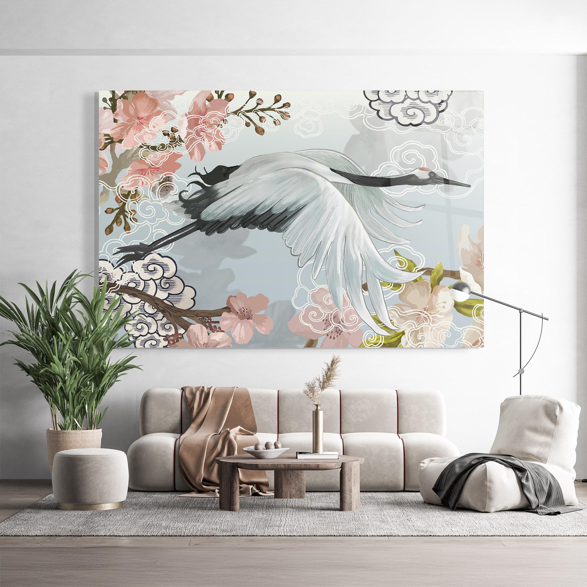 Tablou Sticla Beautiful Asiatic Bird mockup 9