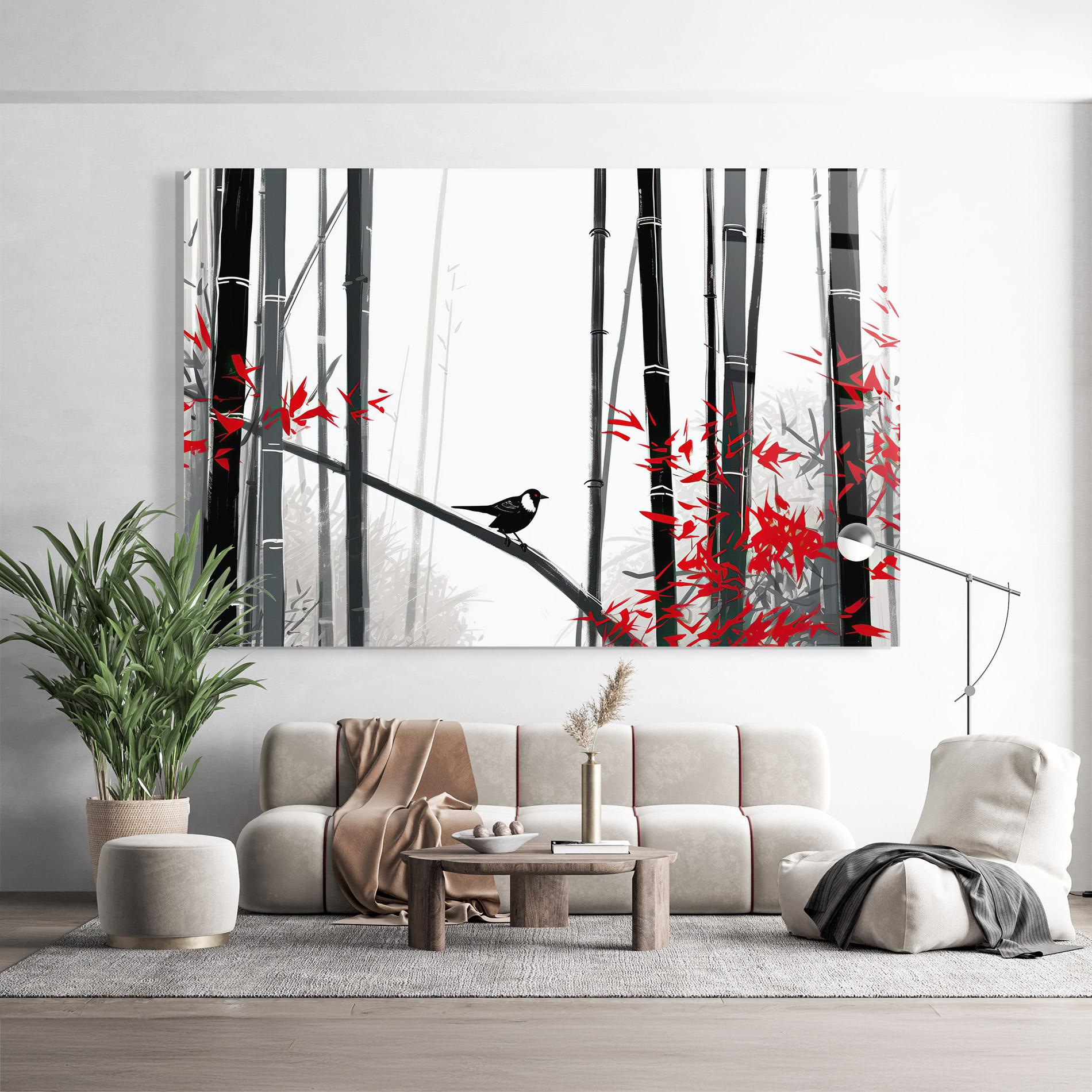 Tablou Sticla Chinese Red Leafs mockup 9