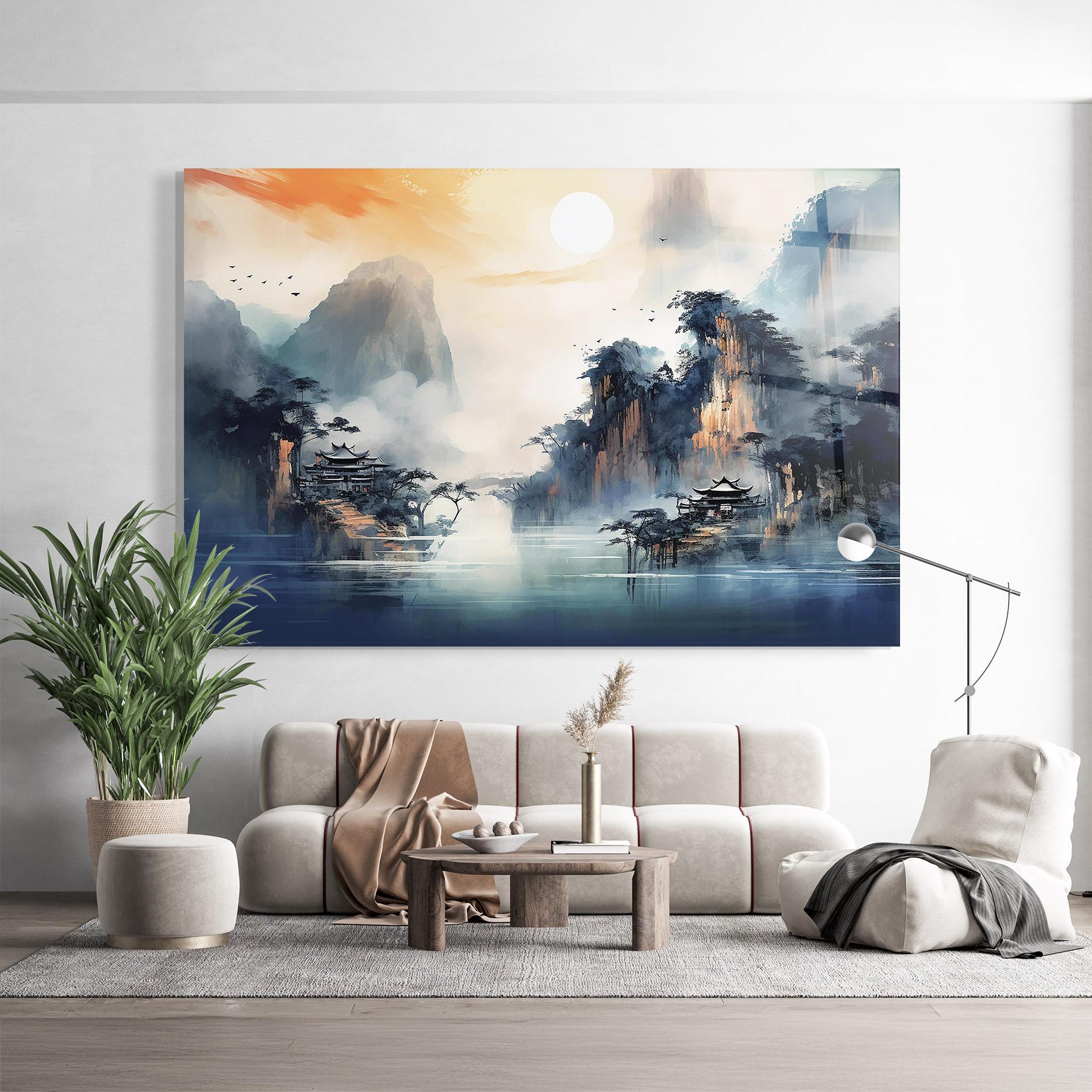 Tablou Sticla Fog Houses mockup 9