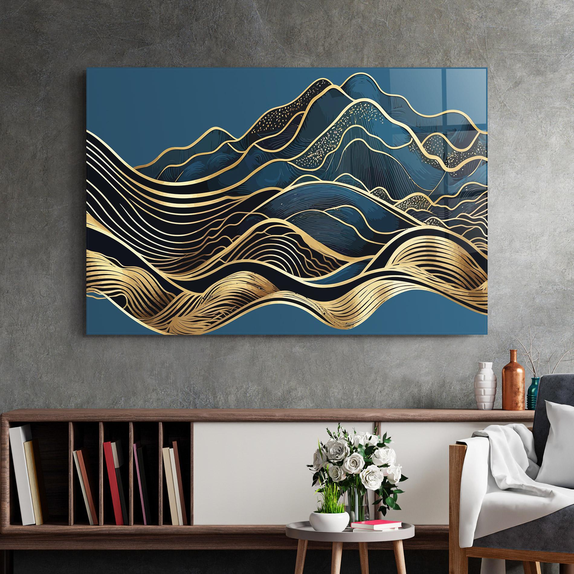 Tablou Sticla Asiatic Blue Wave mockup 2