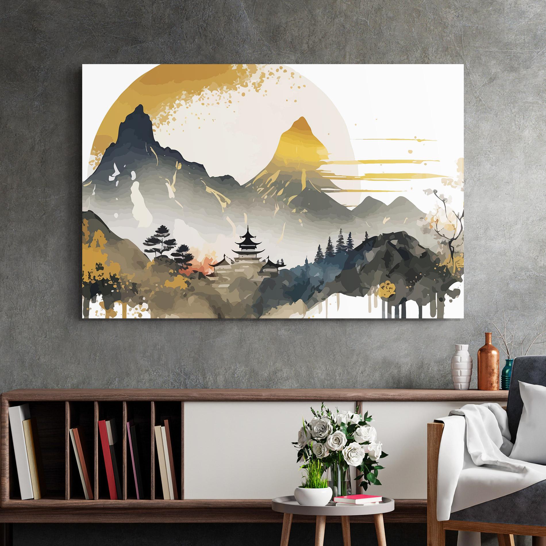 Tablou Sticla Asiatic Gold Cream mockup 2