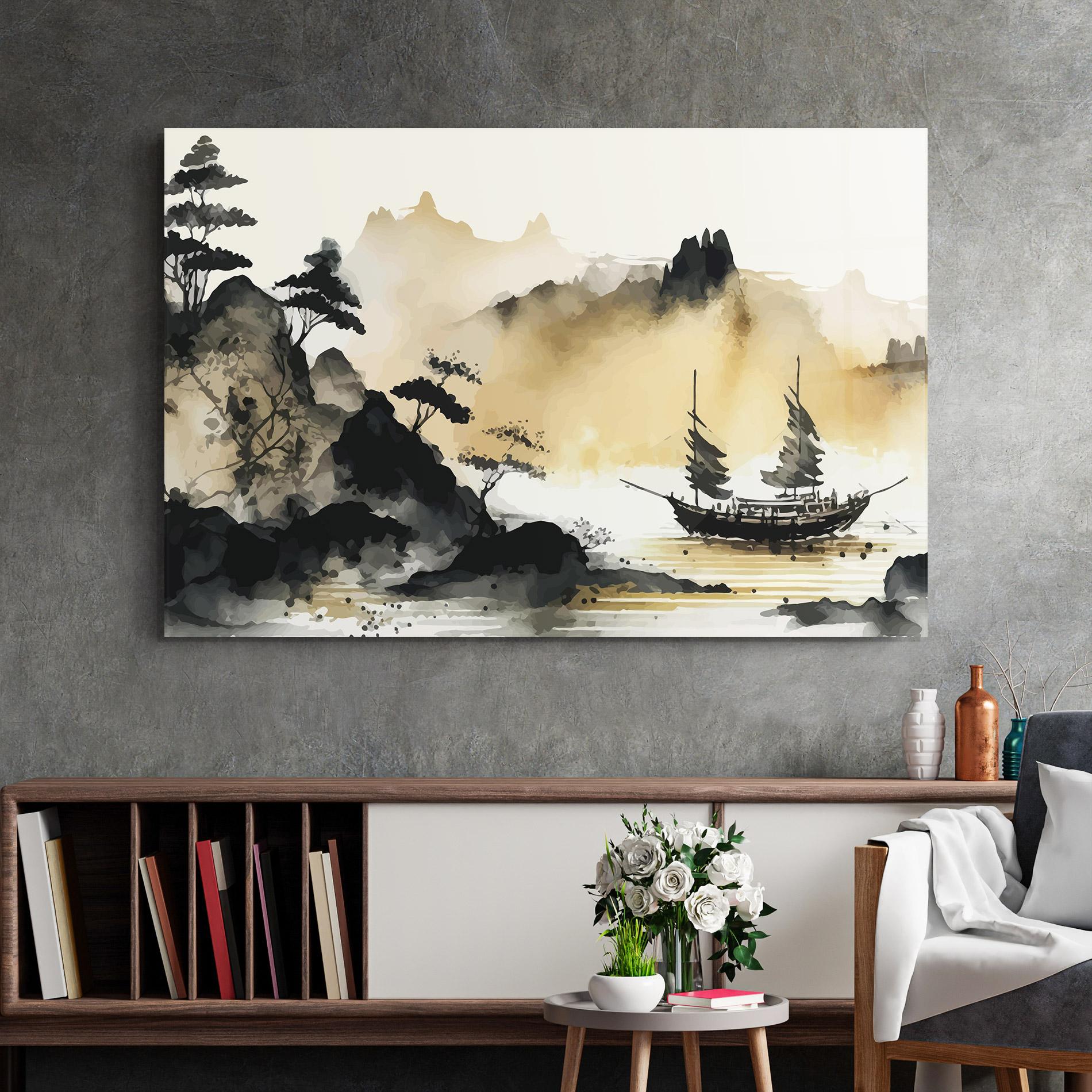 Tablou Sticla Asiatic Grey Cream mockup 2