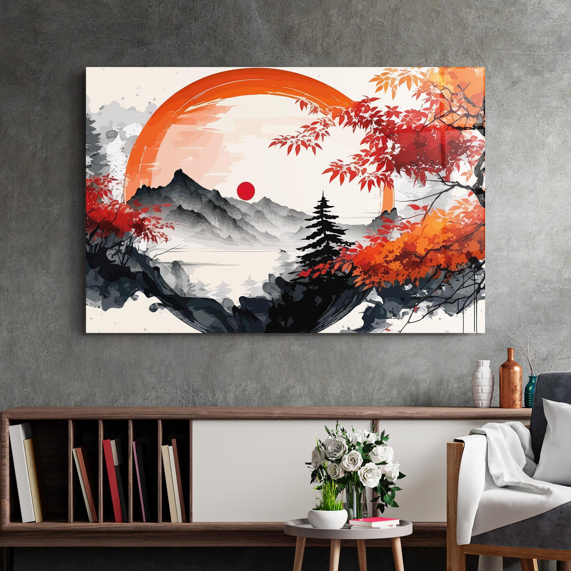 Tablou Sticla Asiatic Grey Montain mockup 2