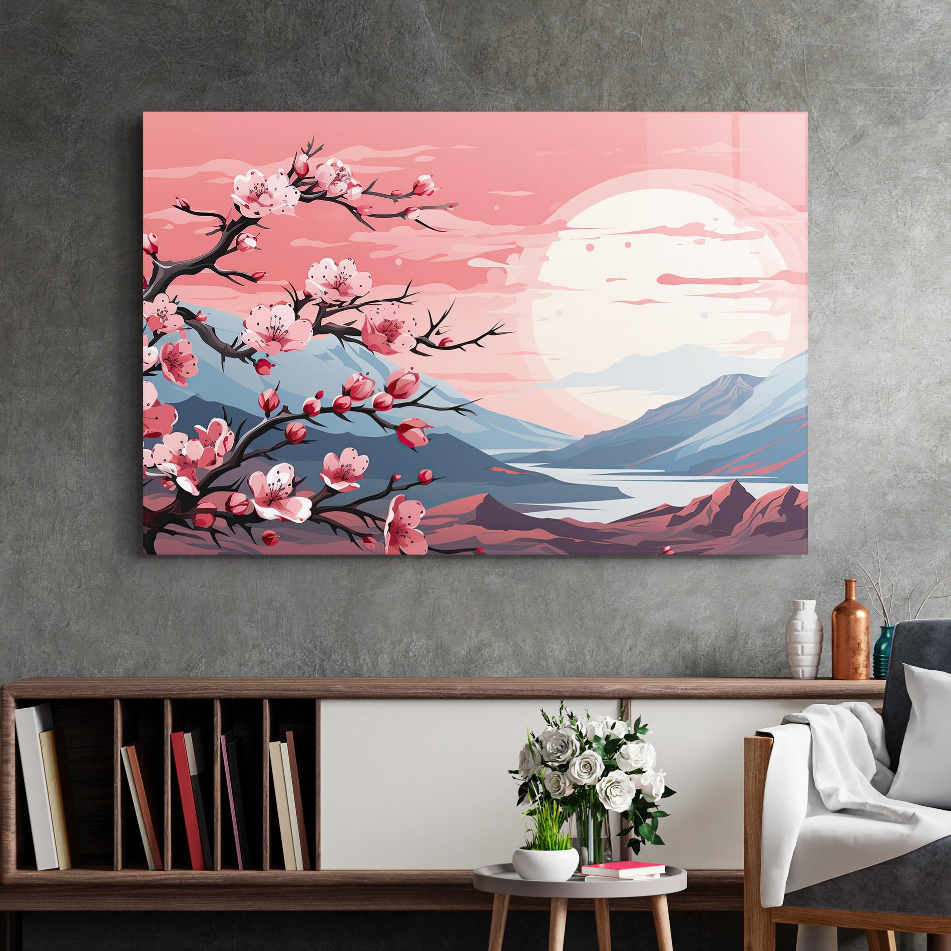 Tablou Sticla Chinese Cherry Blossoms mockup 2