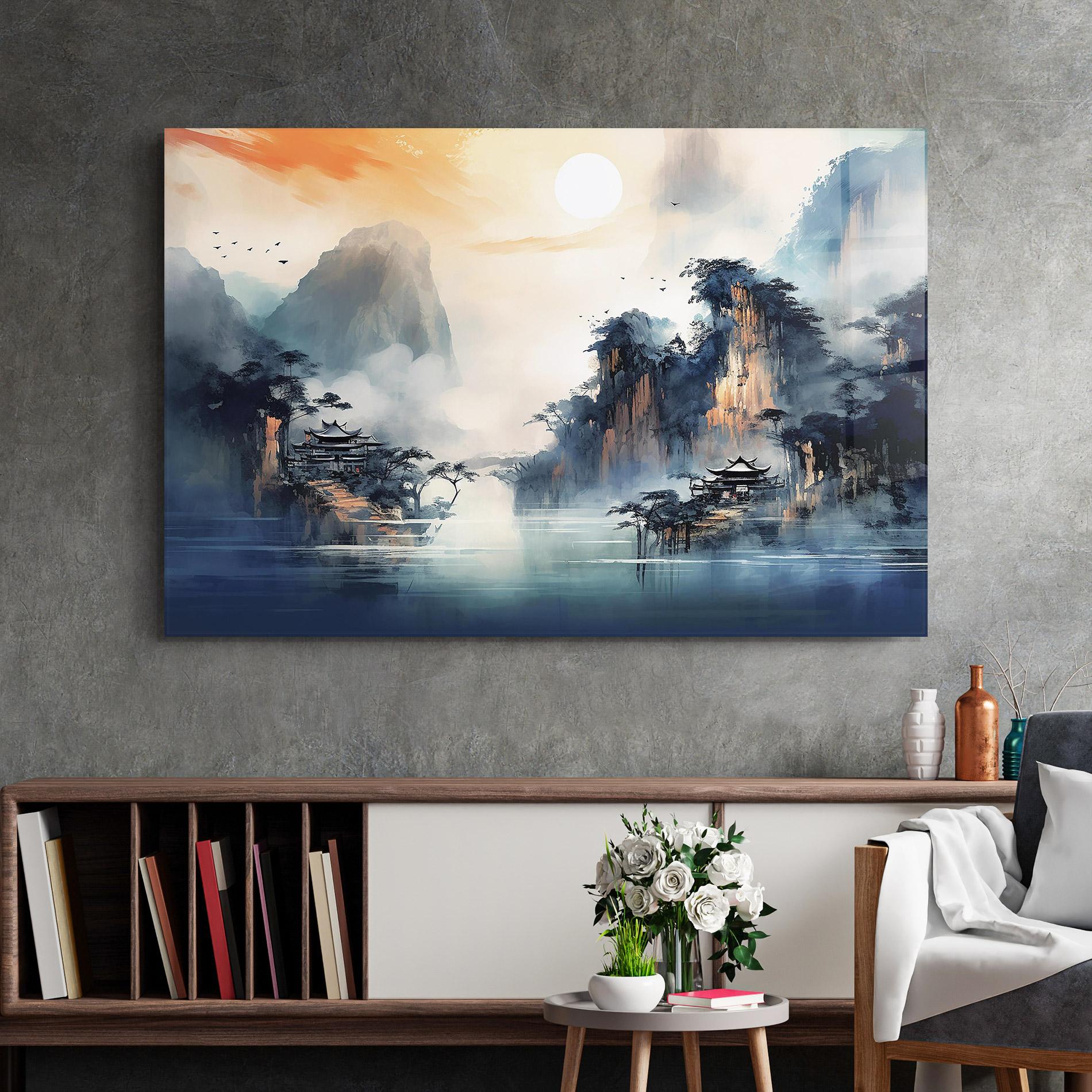 Tablou Sticla Fog Houses mockup 2