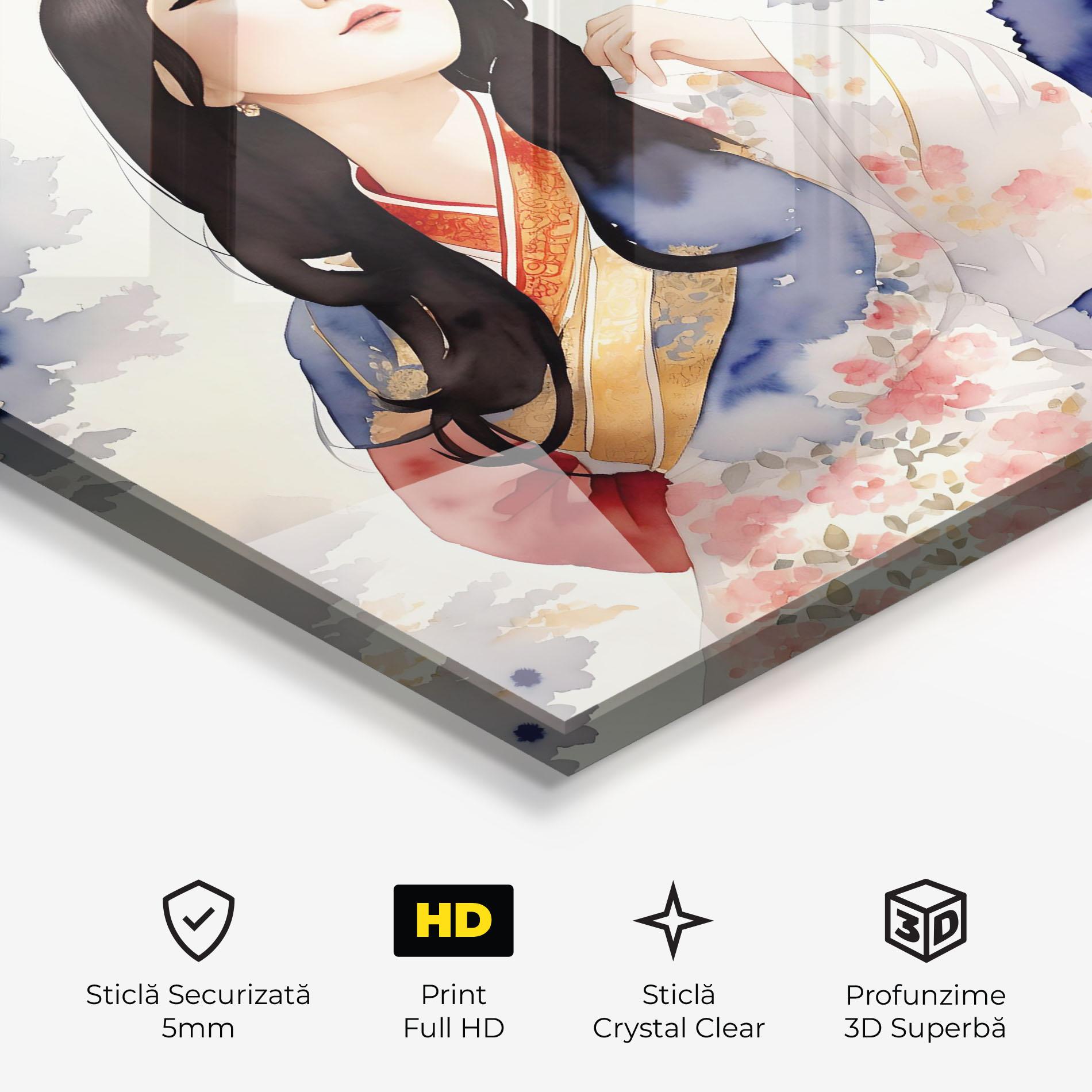 Tablou Sticla Asian Woman Dancing mockup 3