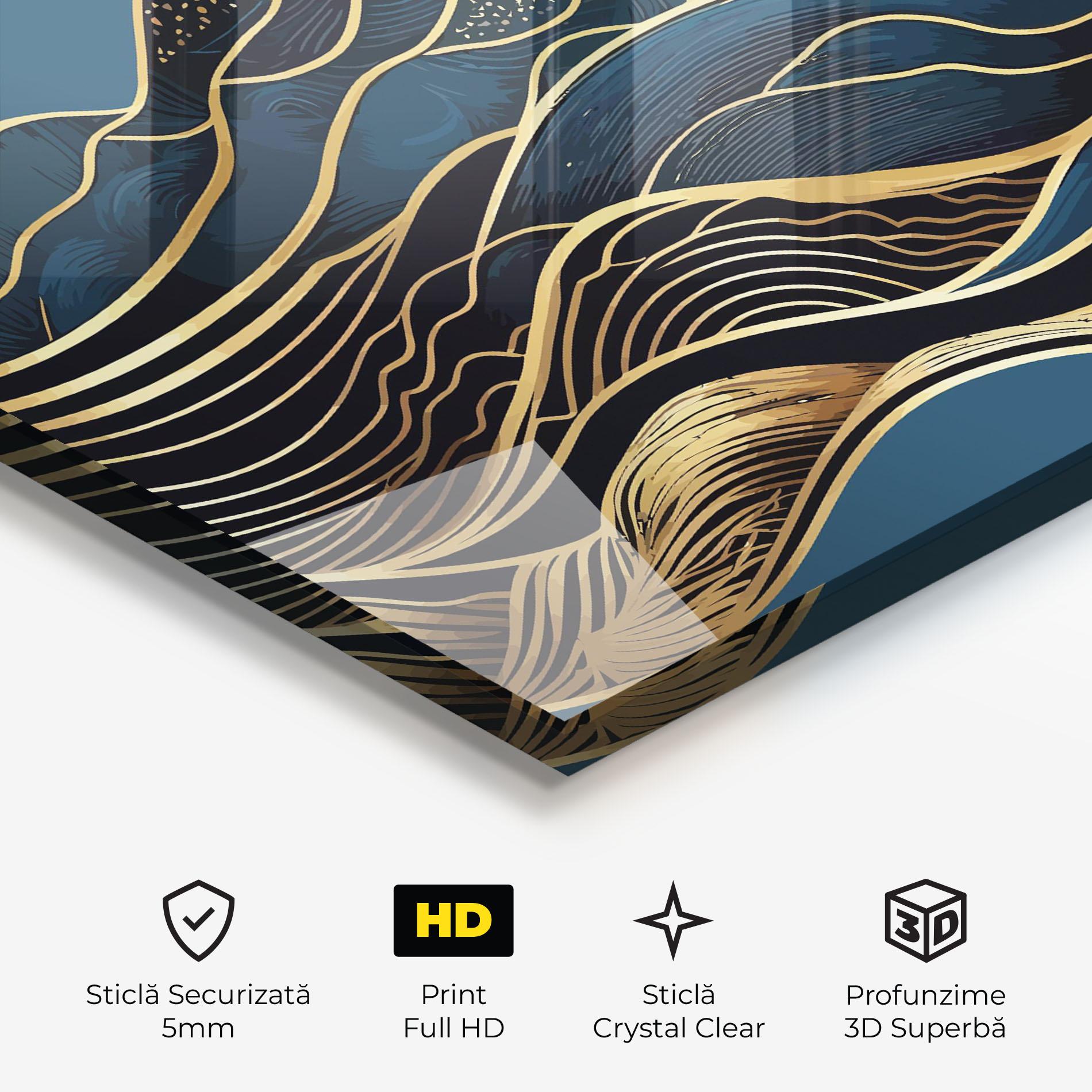 Tablou Sticla Asiatic Blue Wave mockup 3