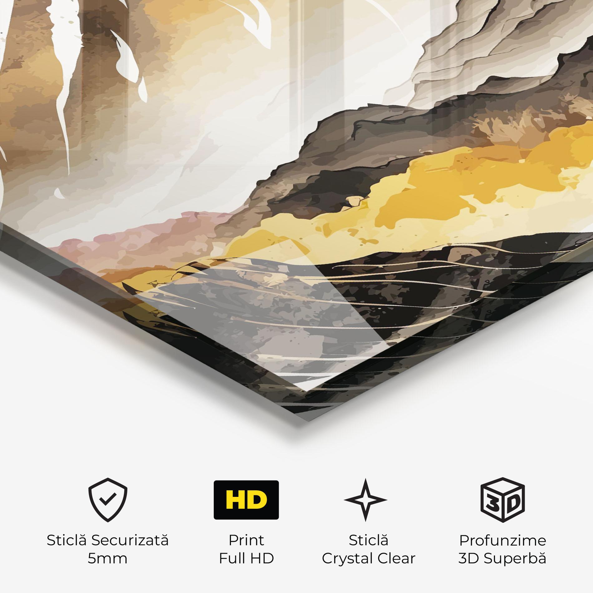Tablou Sticla Asiatic Gold Mountain mockup 3
