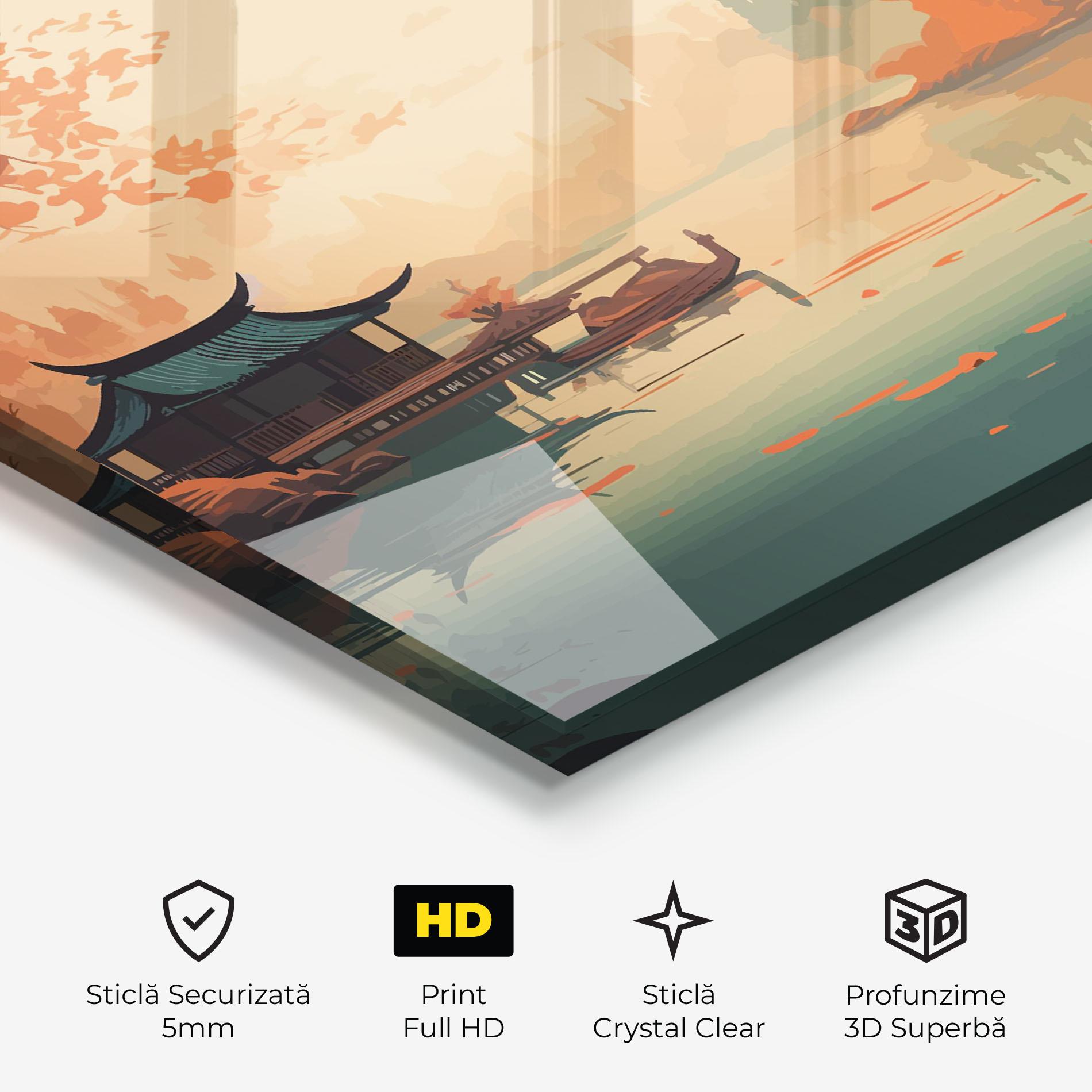 Tablou Sticla Asiatic Lake mockup 3