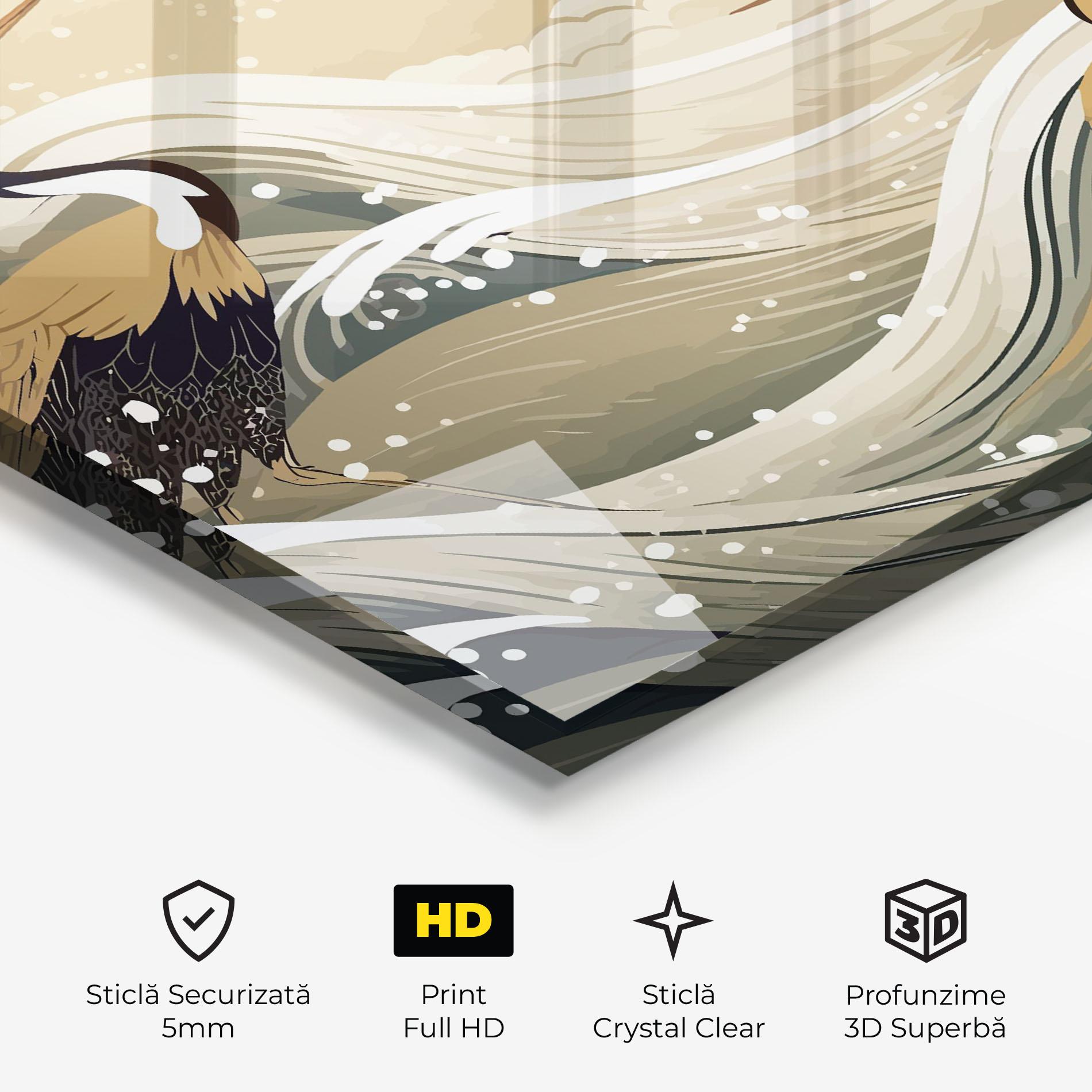 Tablou Sticla Asiatic Snow Bird mockup 3