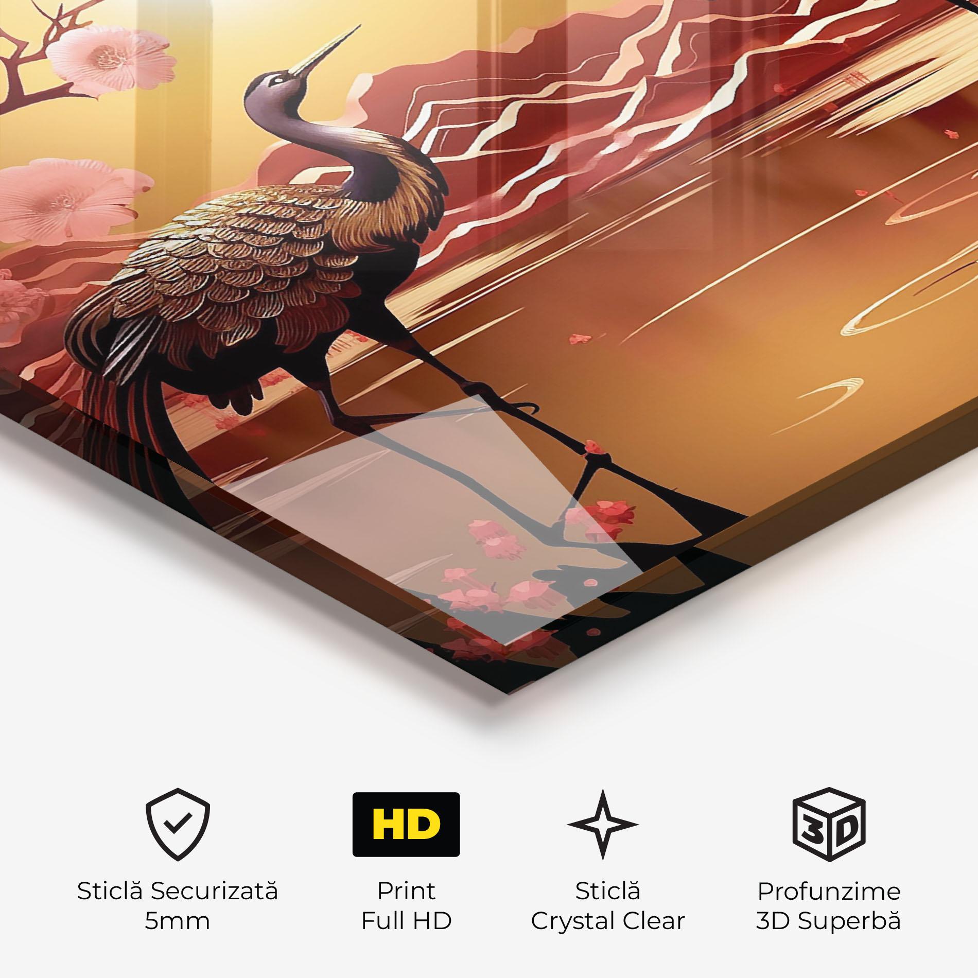 Tablou Sticla Chinese Birds mockup 3