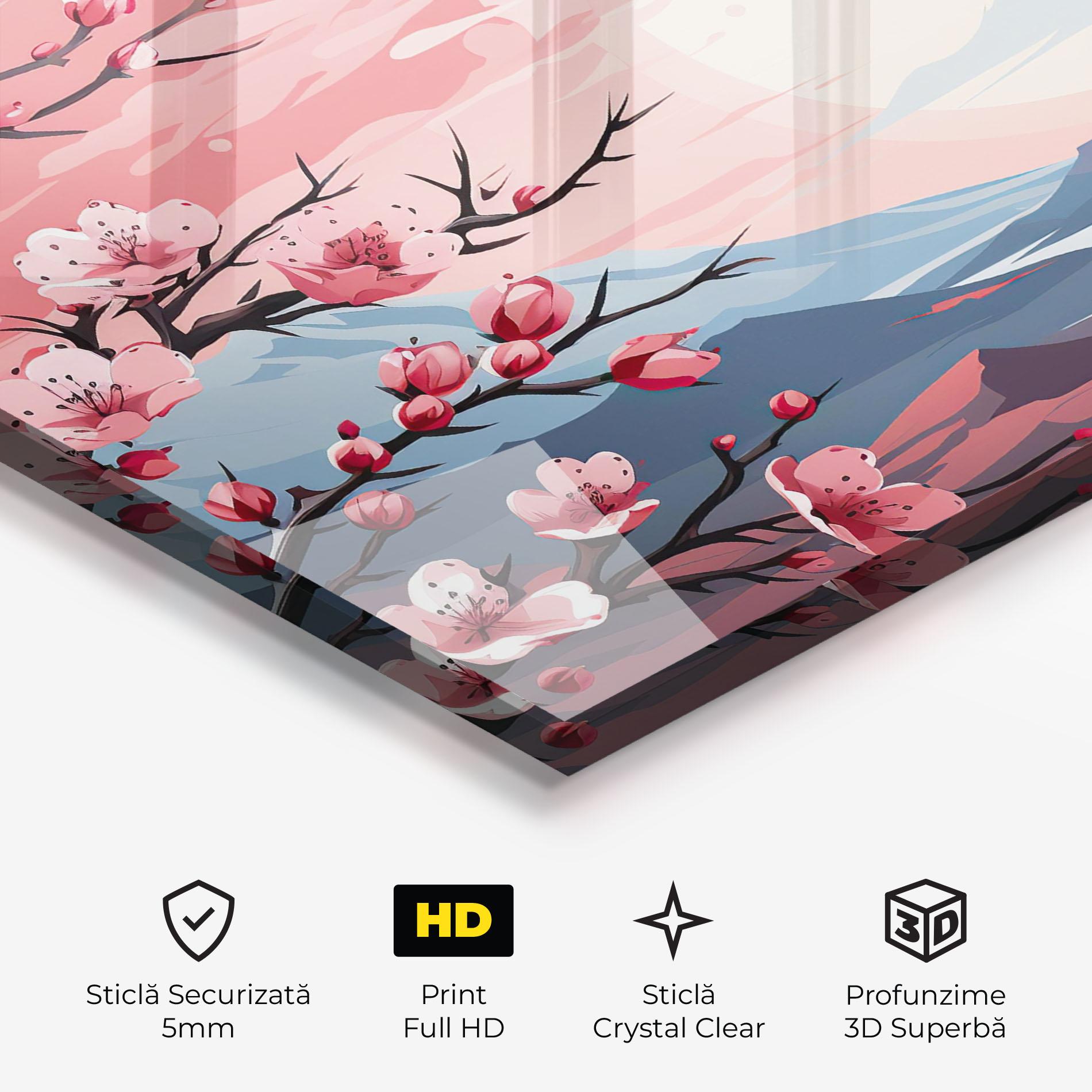 Tablou Sticla Chinese Cherry Blossoms mockup 3