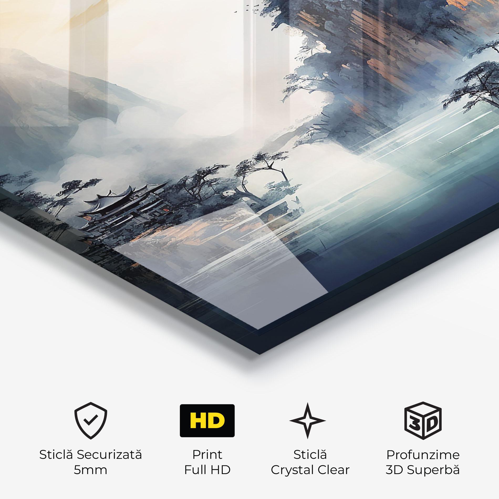 Tablou Sticla Fog Houses mockup 3