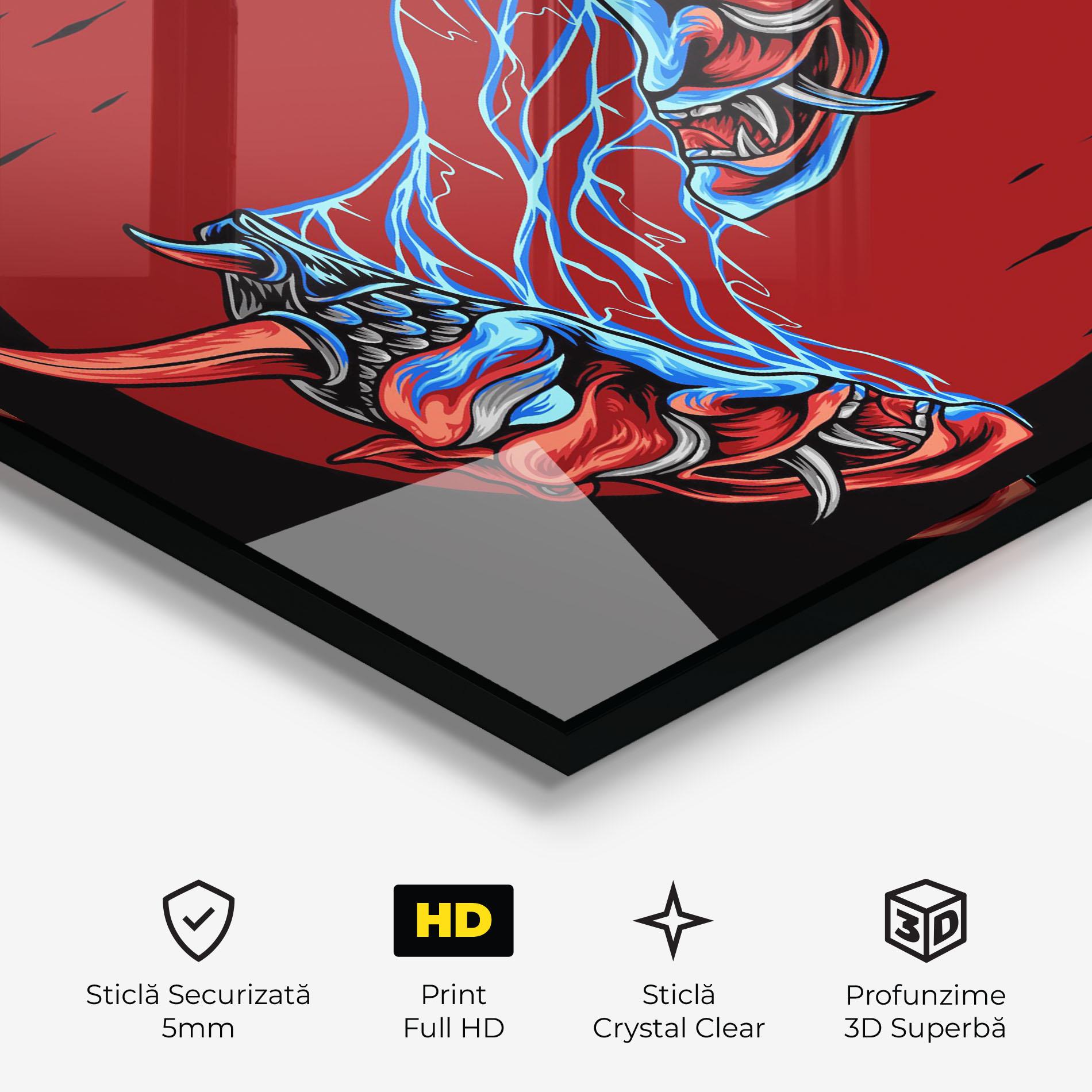 Tablou Sticla Japanese Mask mockup 3