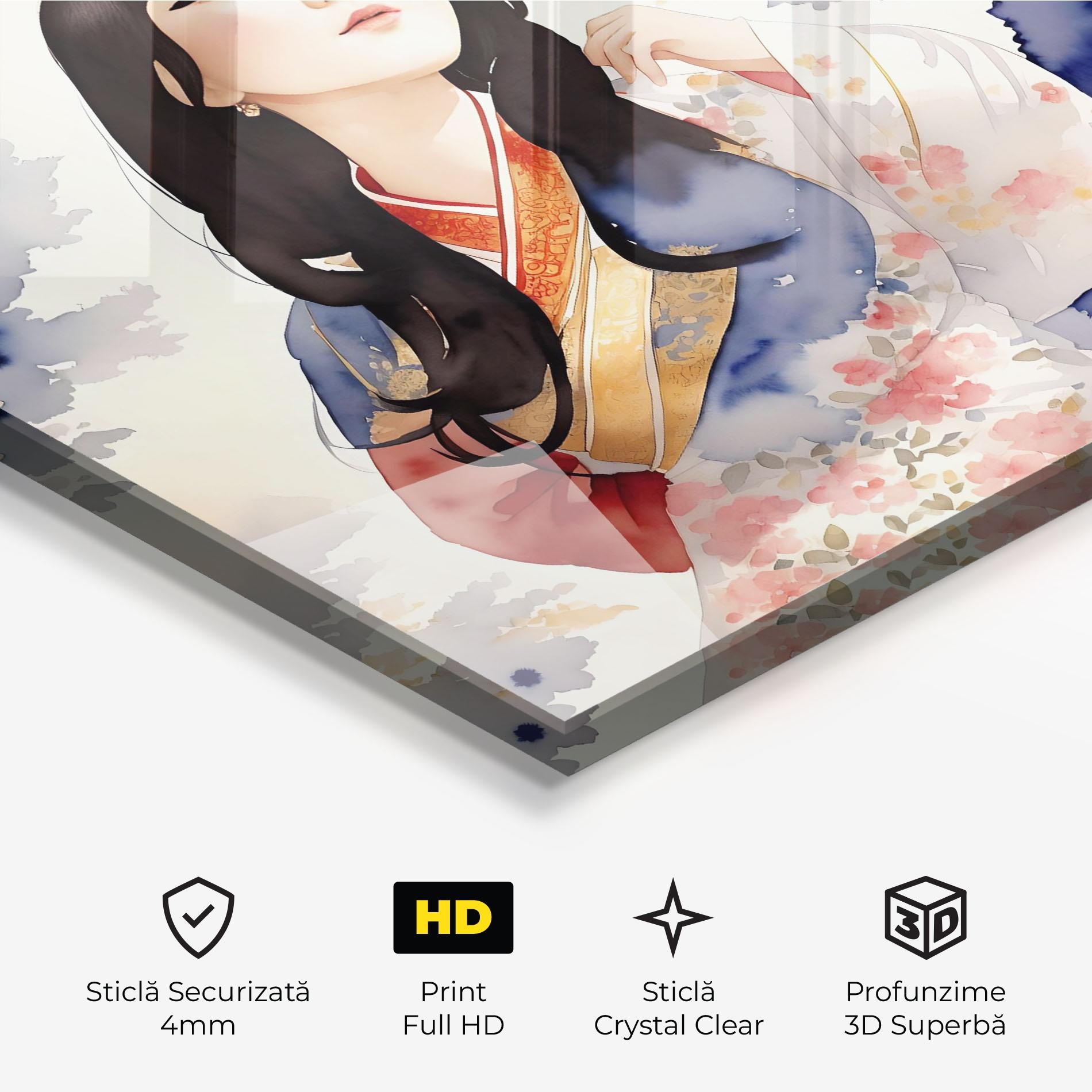 Tablou Sticla Asian Woman Dancing mockup 3