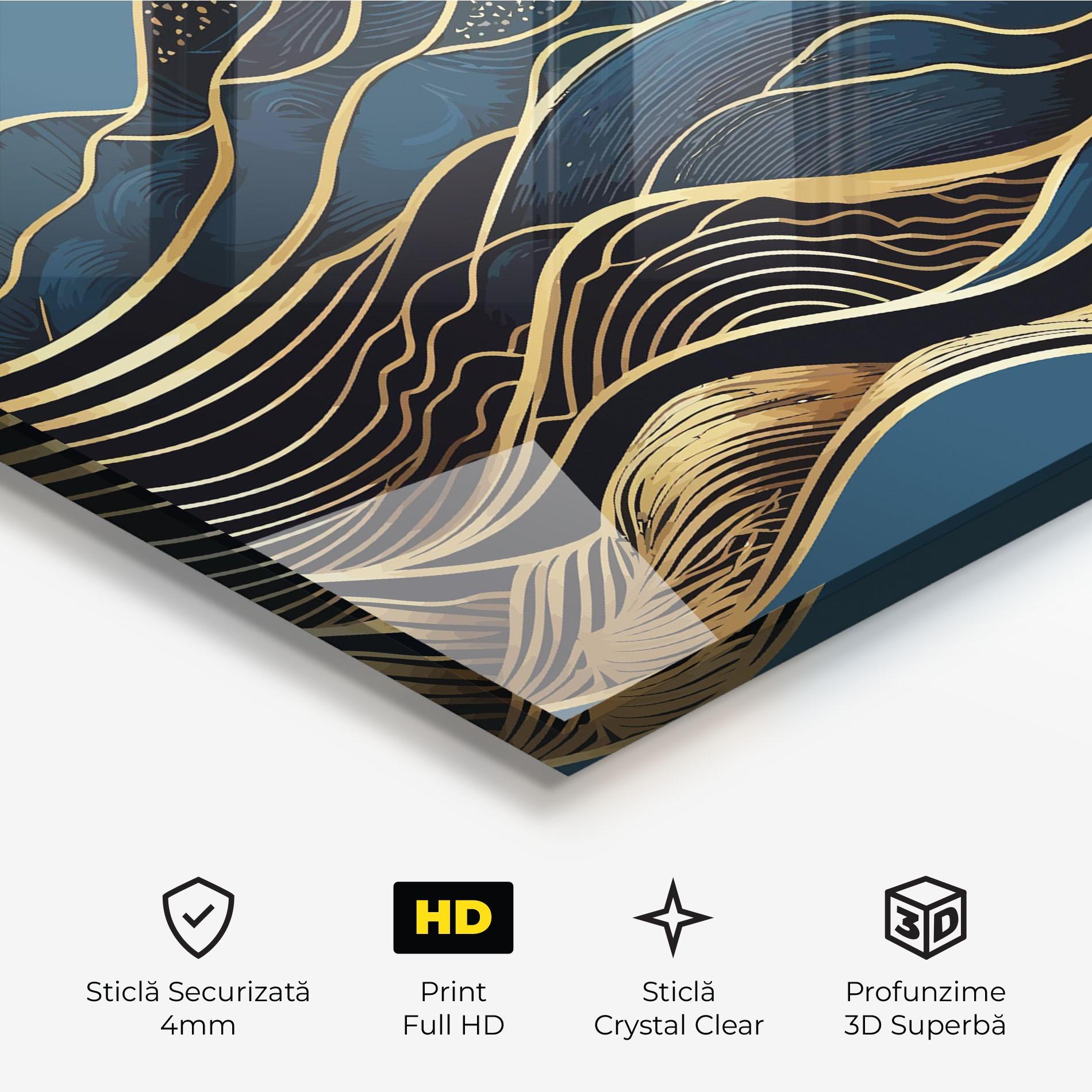 Tablou Sticla Asiatic Blue Wave mockup 3