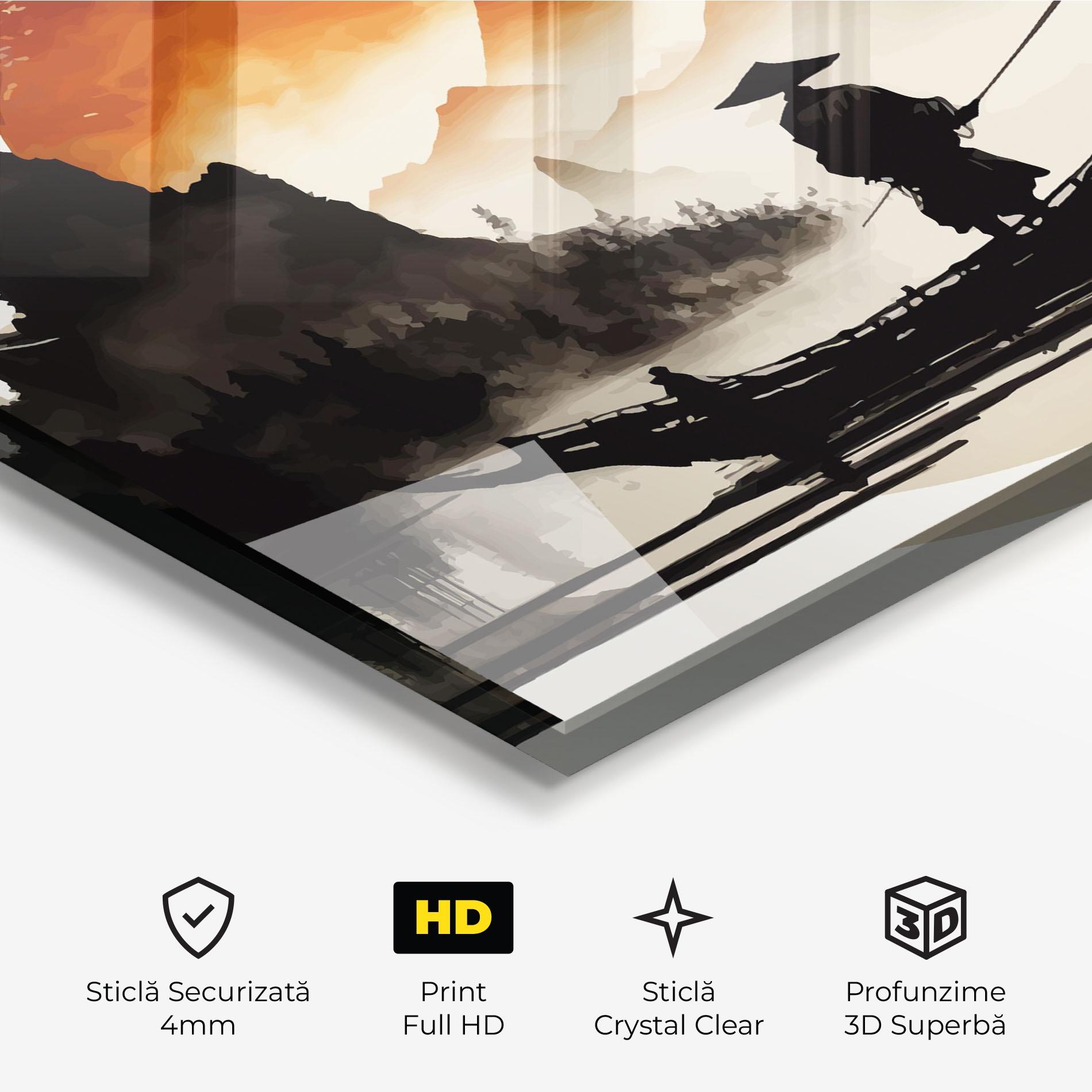 Tablou Sticla Black Asiatic Boat mockup 3