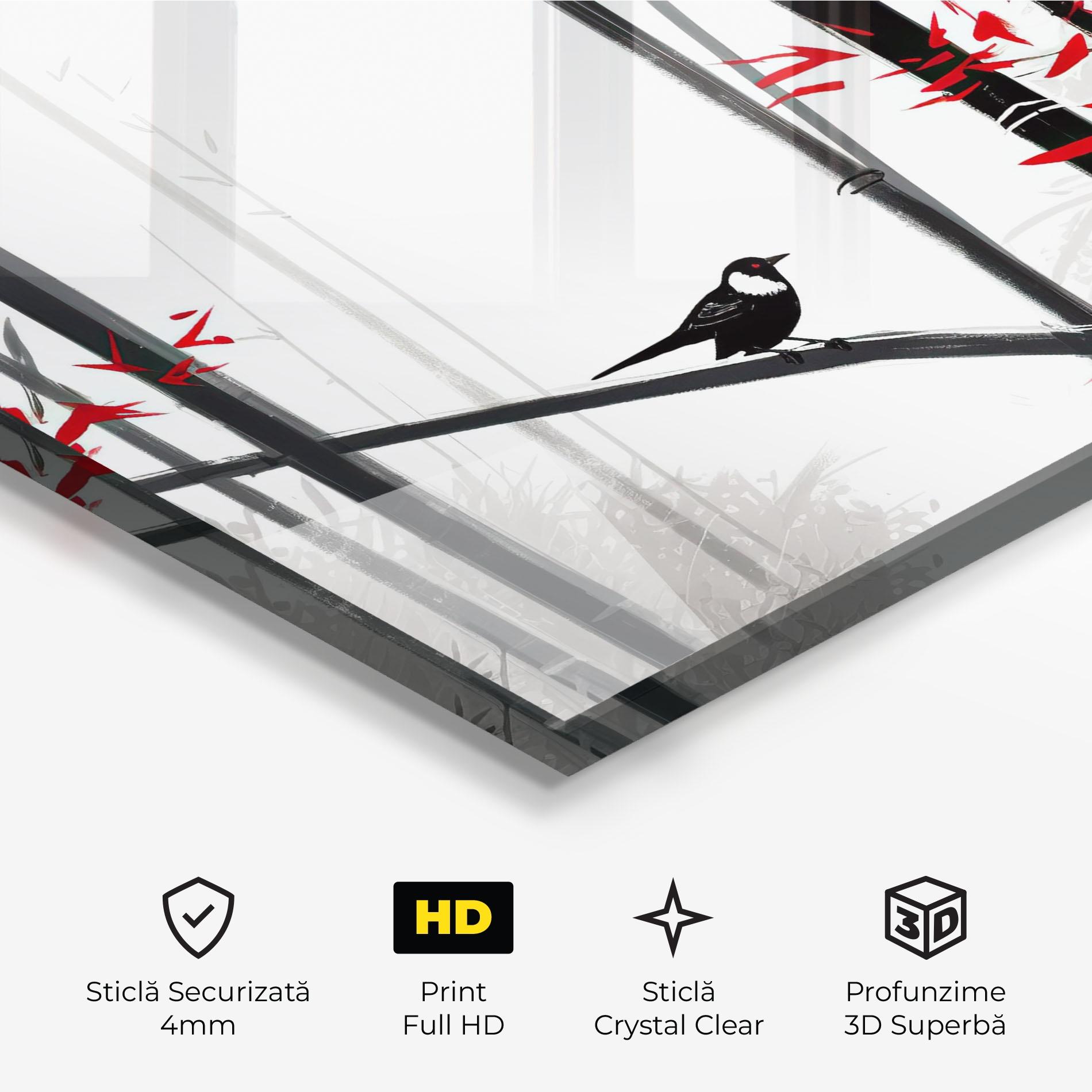 Tablou Sticla Chinese Red Leafs mockup 3