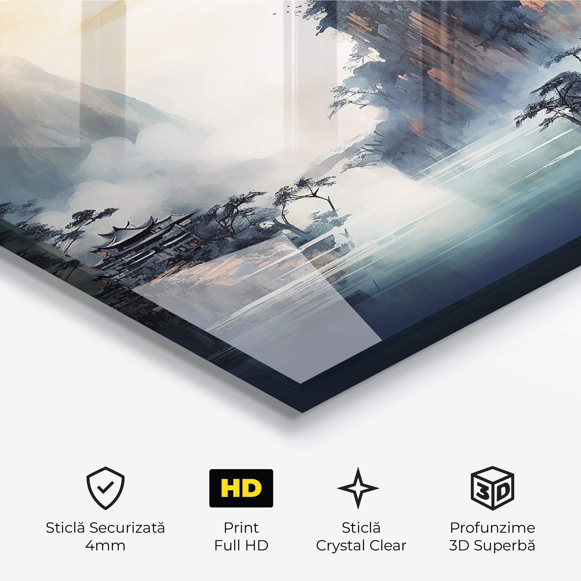 Tablou Sticla Fog Houses mockup 3