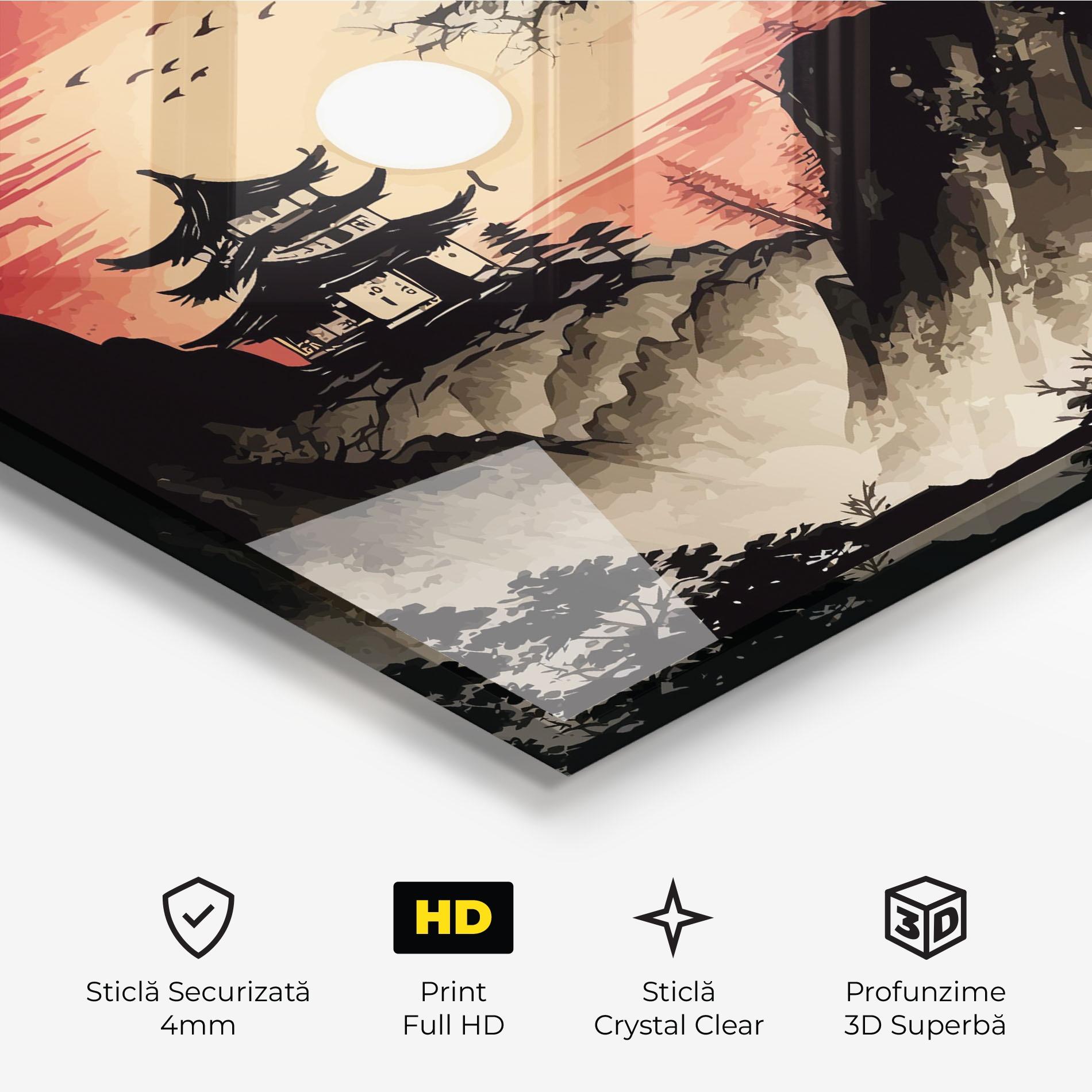 Tablou Sticla Sunset Asian View mockup 3