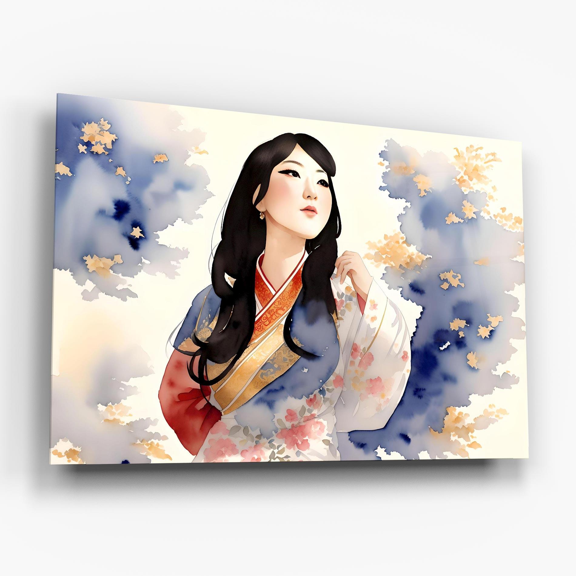 Tablou Sticla Asian Woman Dancing mockup 6