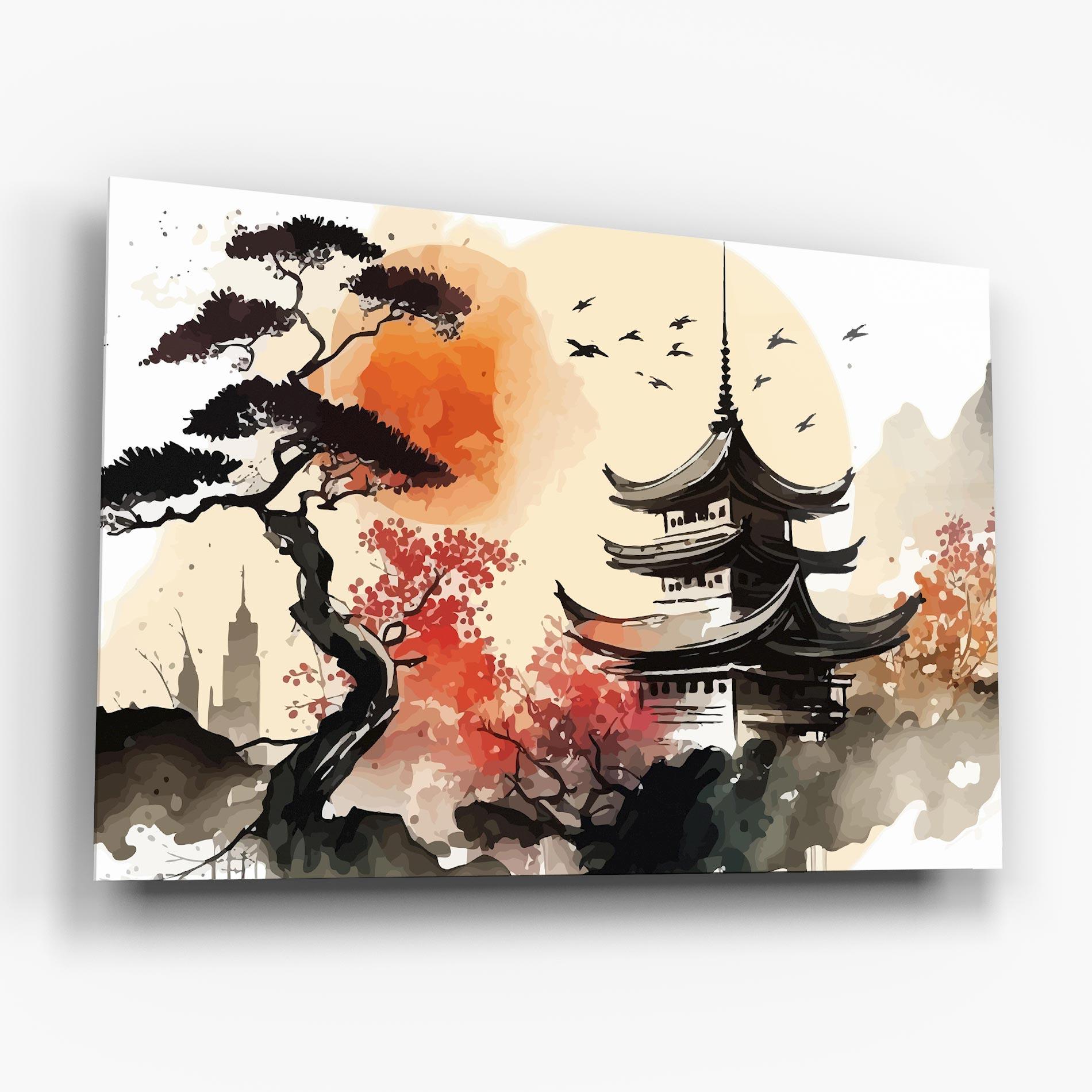 Tablou Sticla Asiatic Beautiful View mockup 6