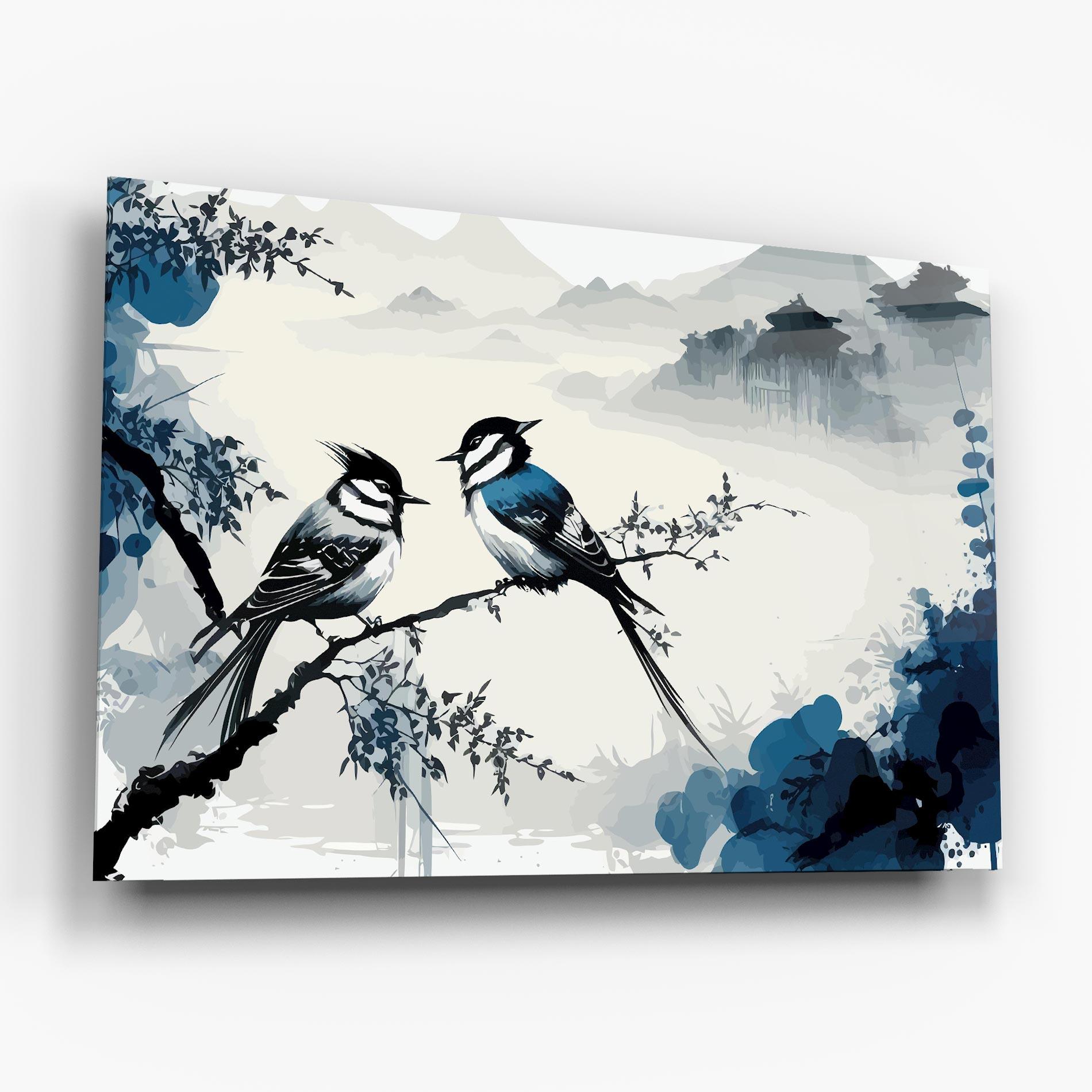 Tablou Sticla Asiatic Blue Bird mockup 6