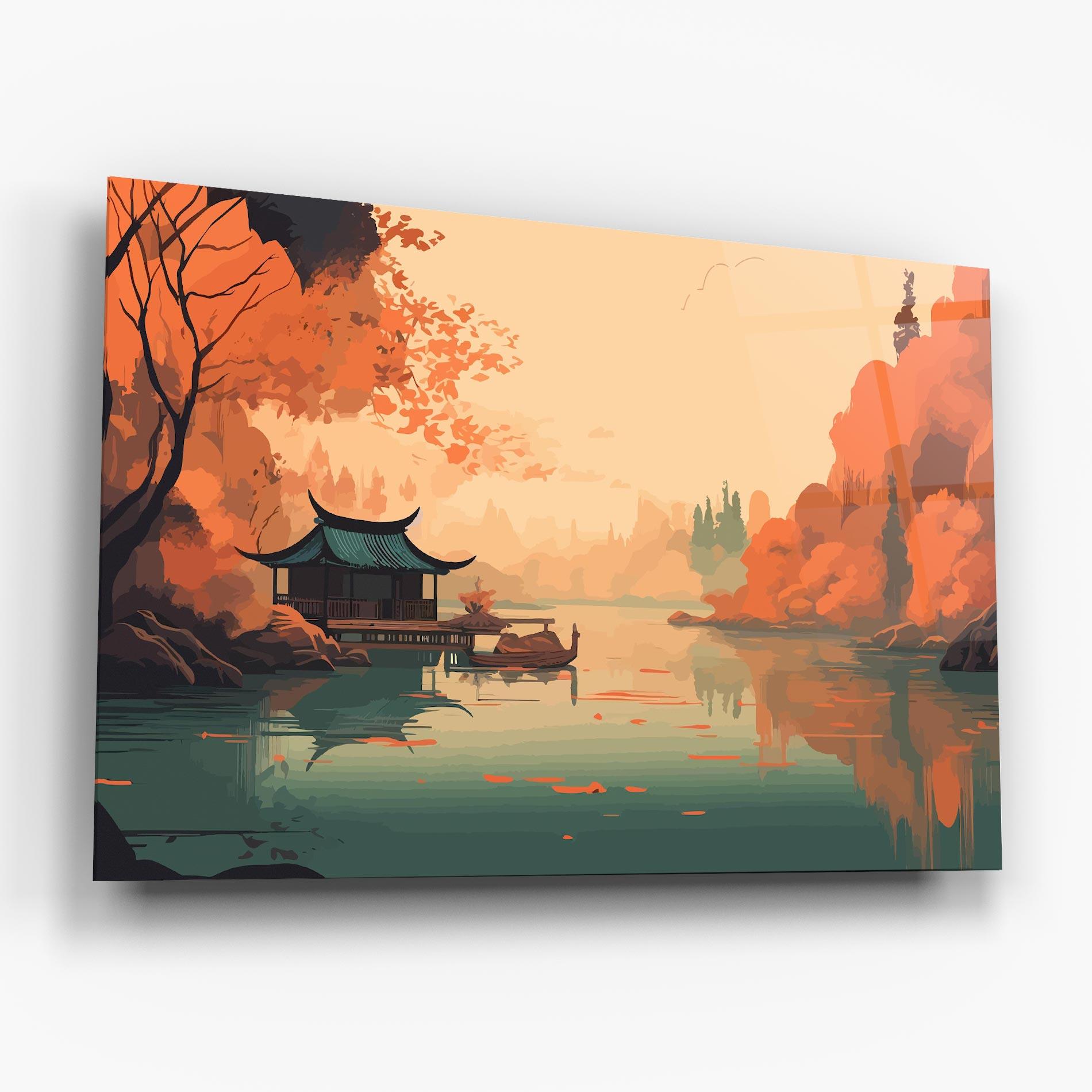 Tablou Sticla Asiatic Lake mockup 6