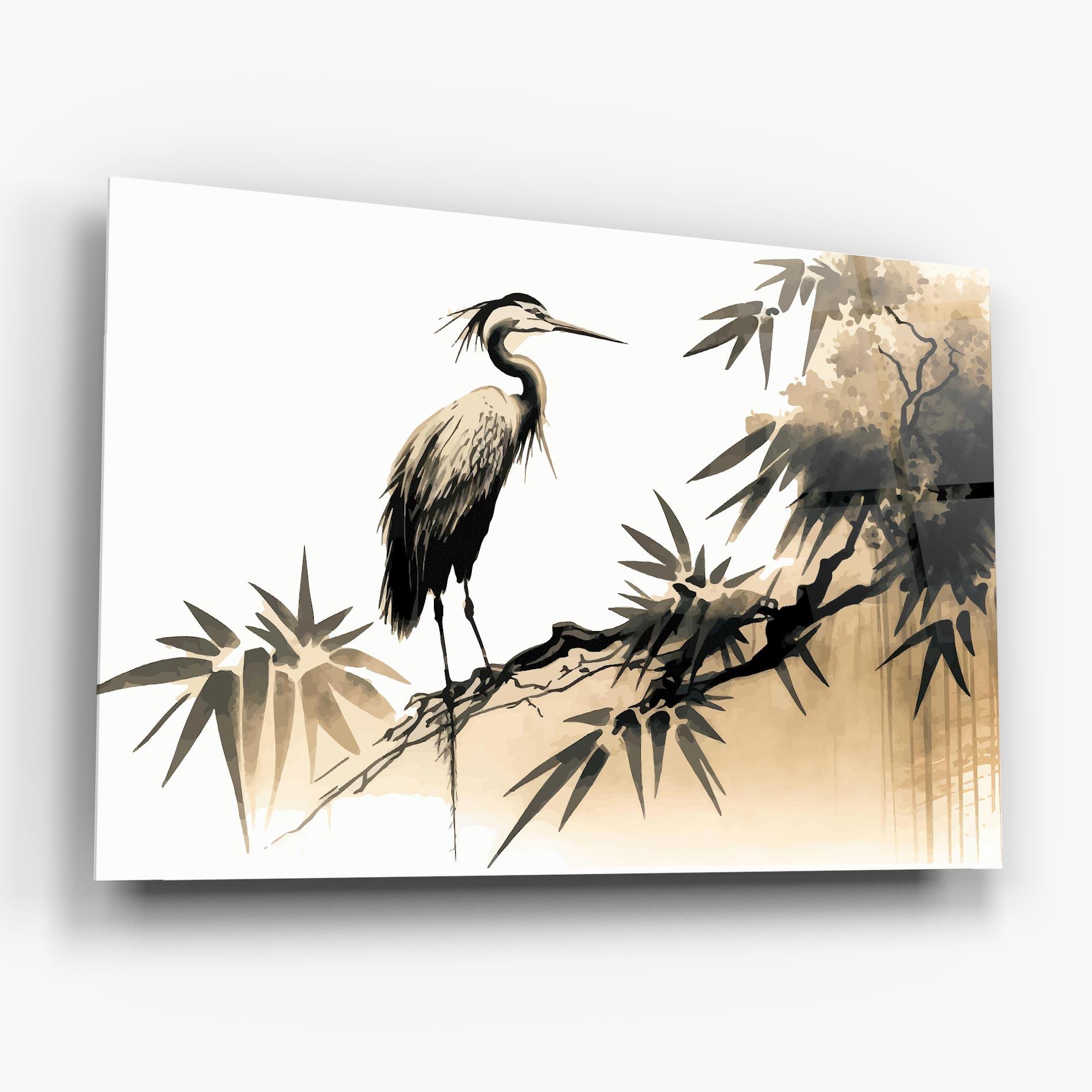 Tablou Sticla Black Cream Bird Art mockup 6