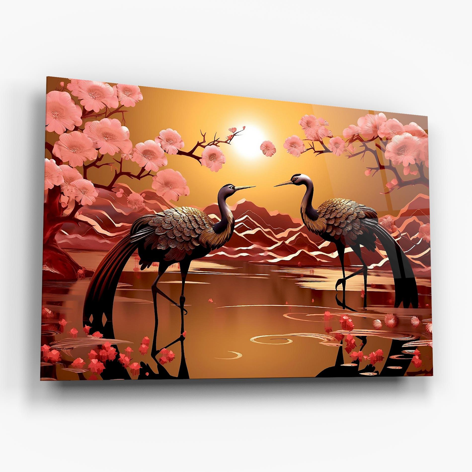 Tablou Sticla Chinese Birds mockup 6