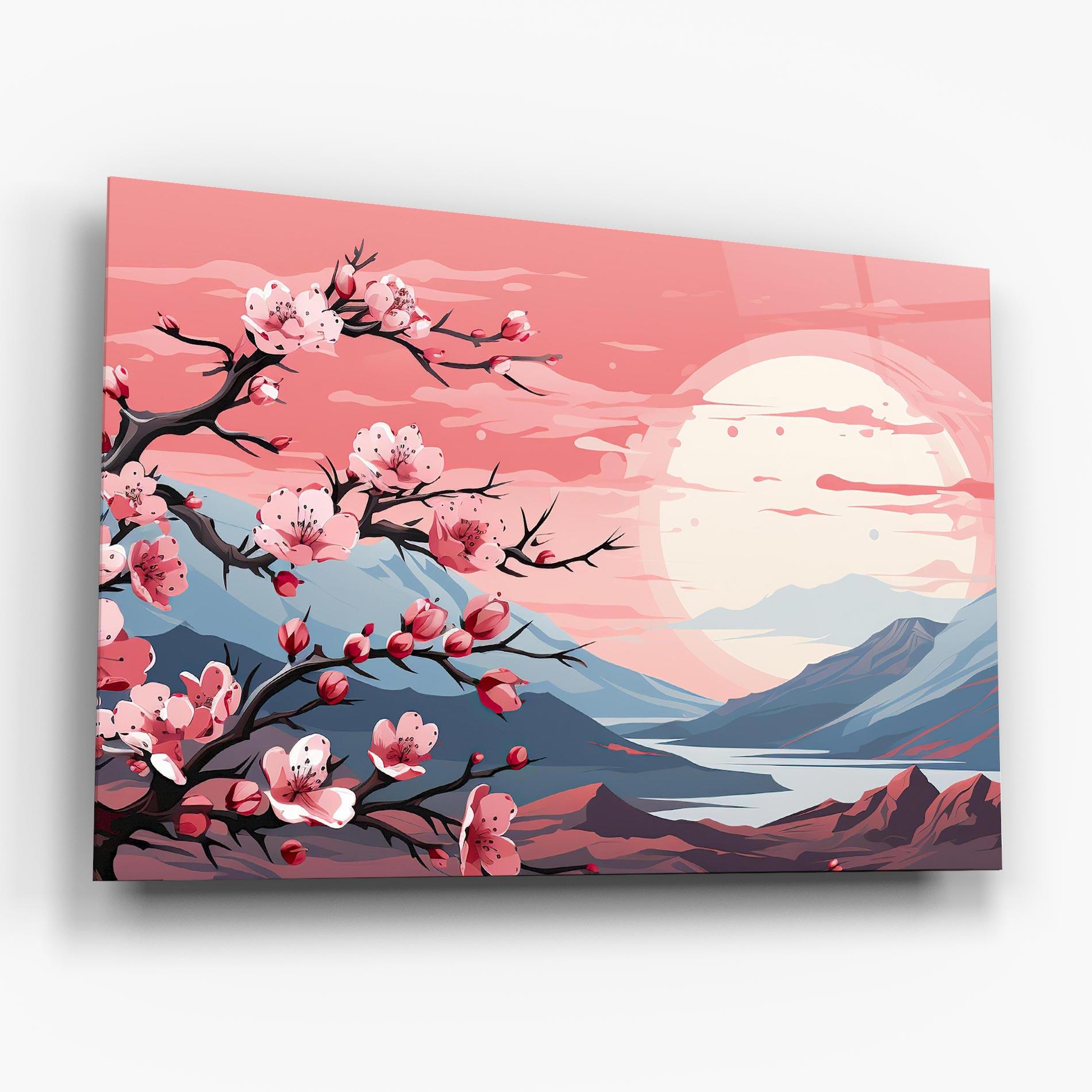 Tablou Sticla Chinese Cherry Blossoms mockup 6