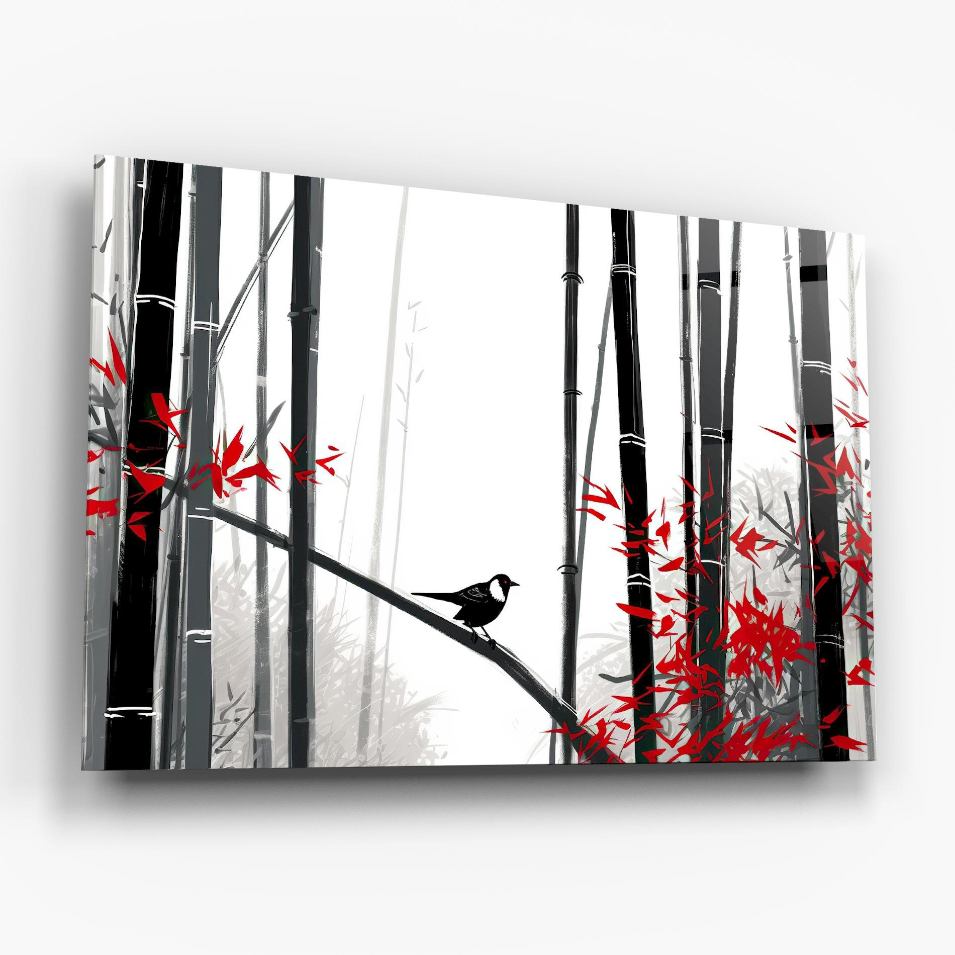 Tablou Sticla Chinese Red Leafs mockup 6