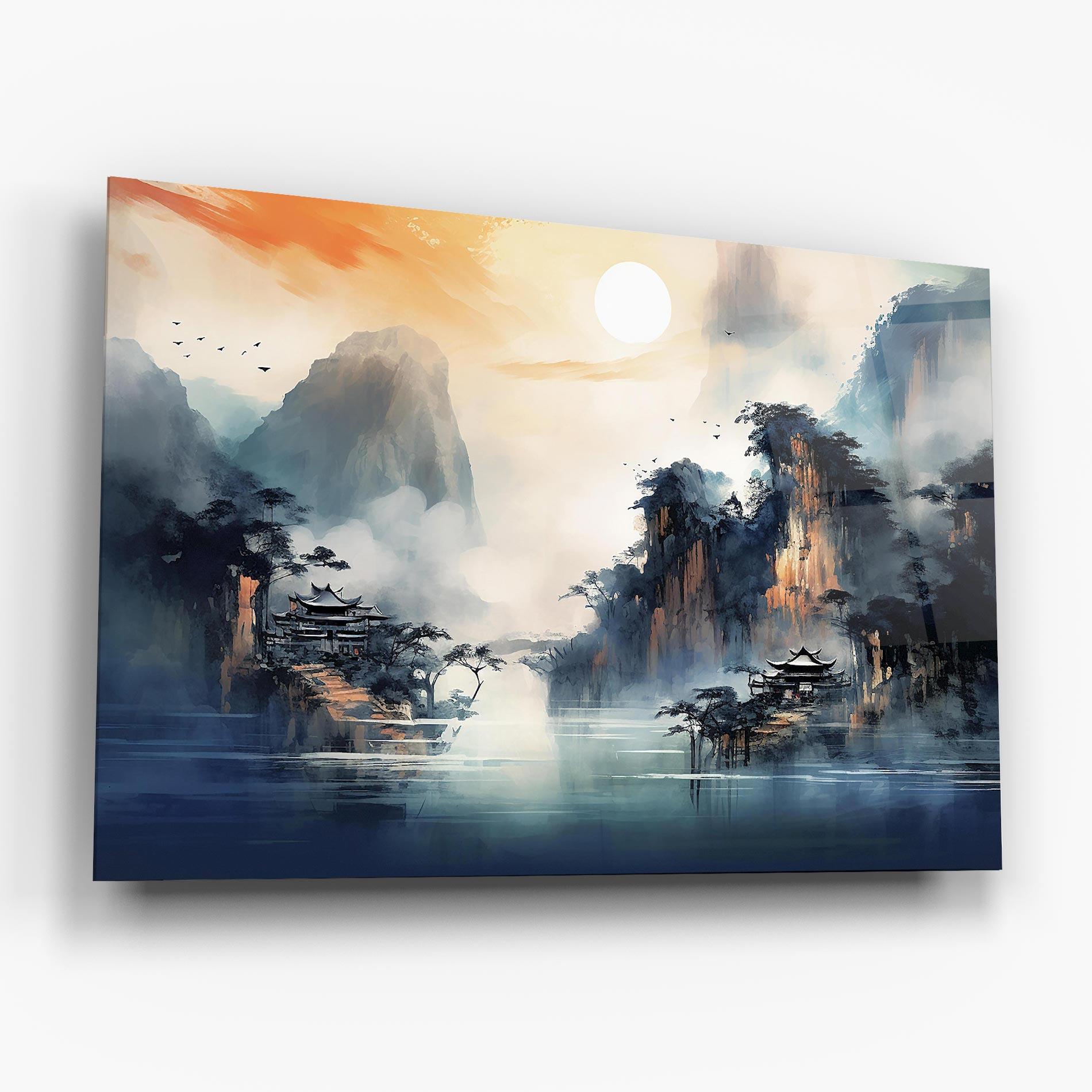 Tablou Sticla Fog Houses mockup 6