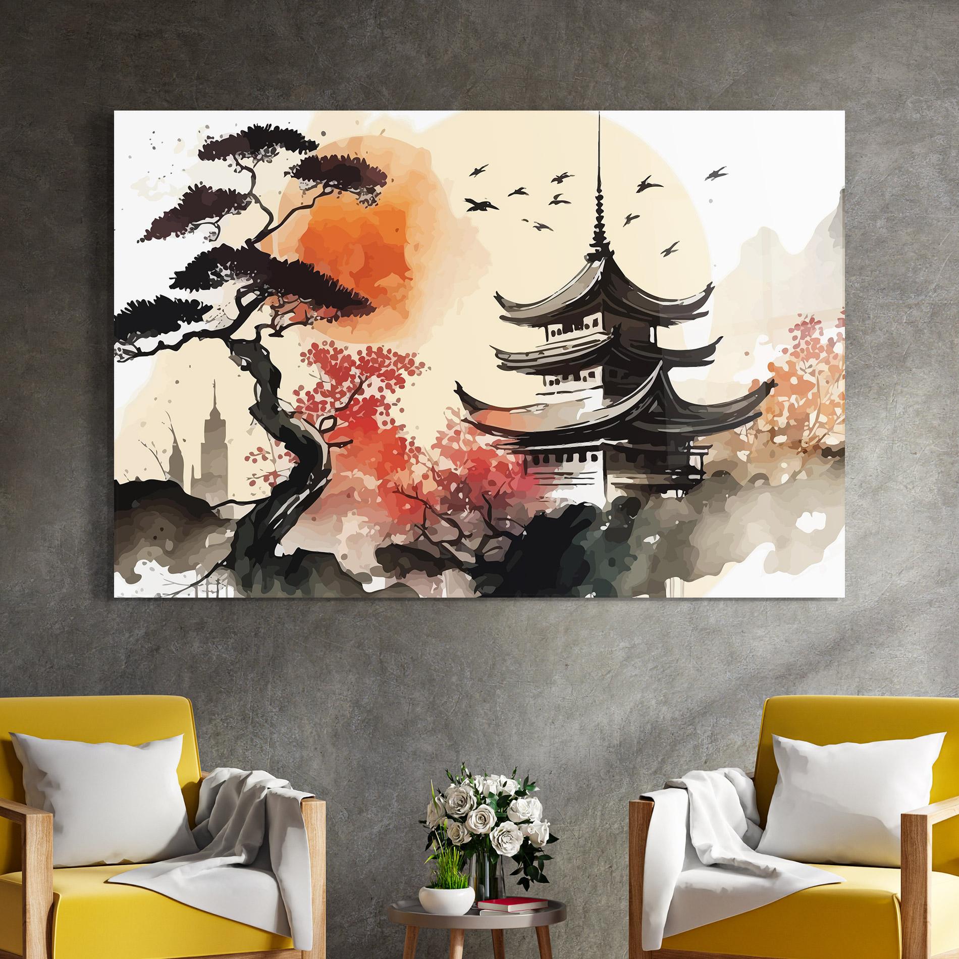 Tablou Sticla Asiatic Beautiful View mockup 4