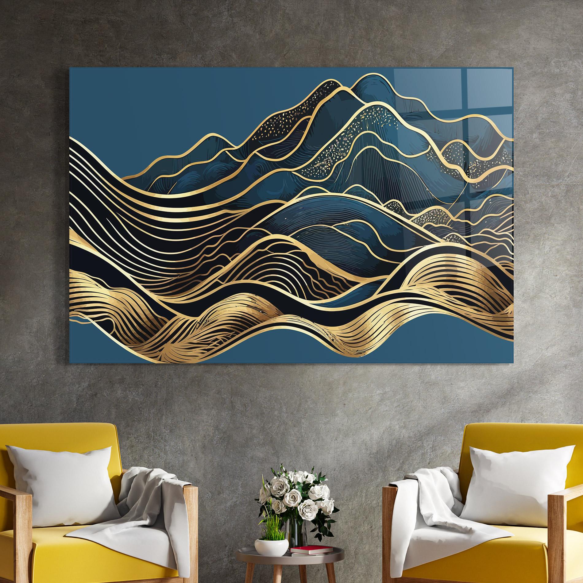 Tablou Sticla Asiatic Blue Wave mockup 4