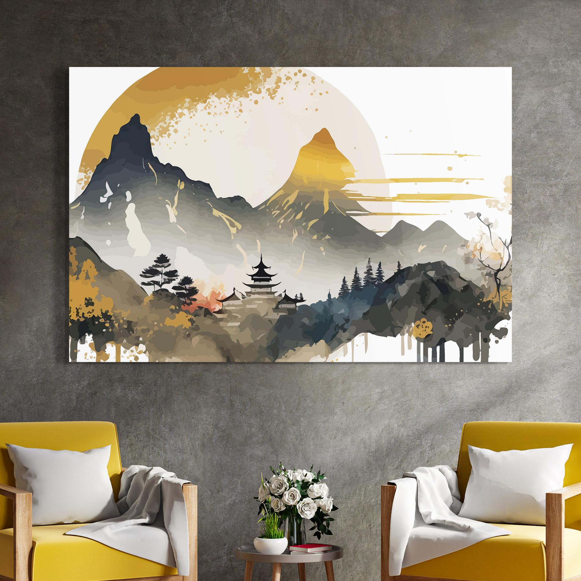 Tablou Sticla Asiatic Gold Cream mockup 4