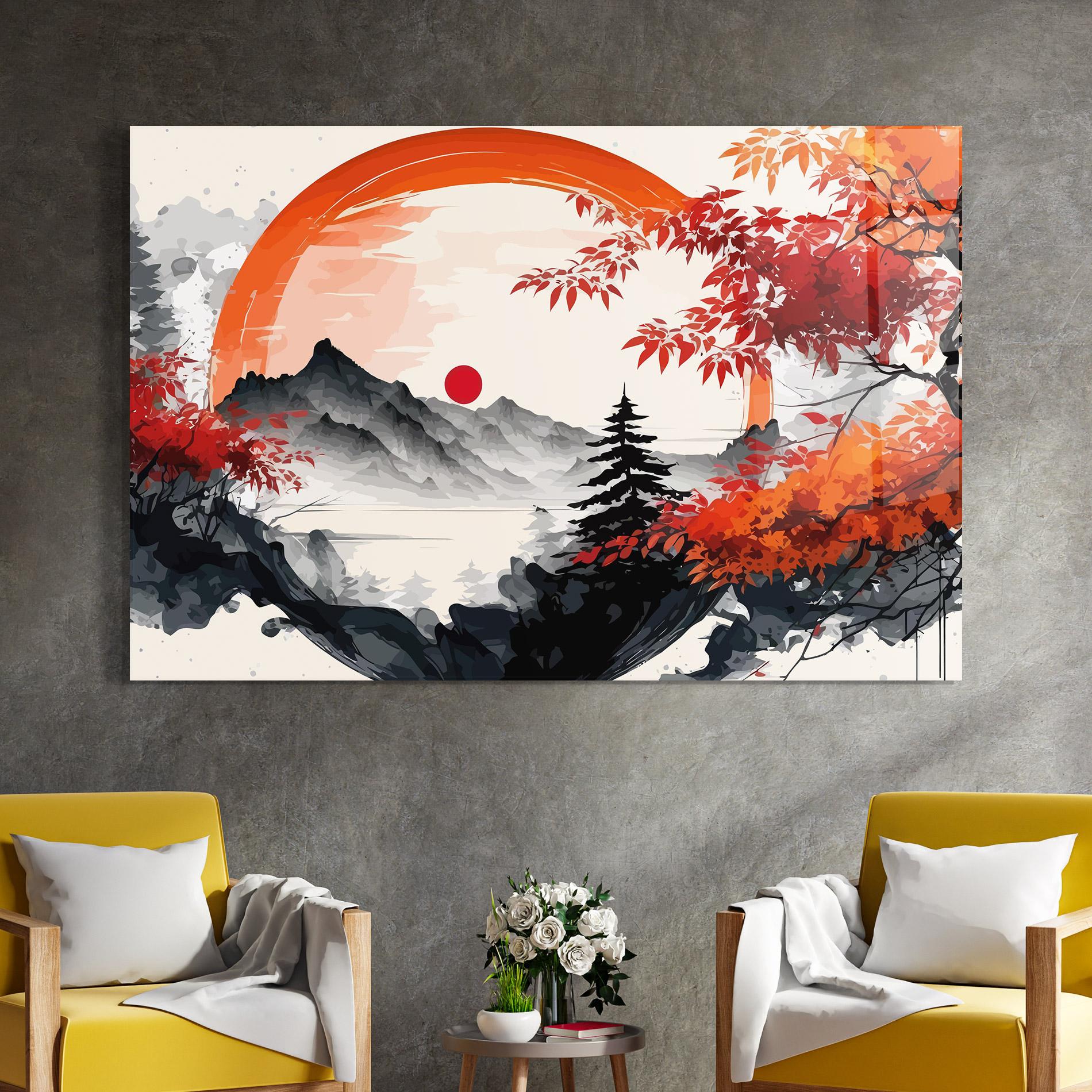 Tablou Sticla Asiatic Grey Montain mockup 4