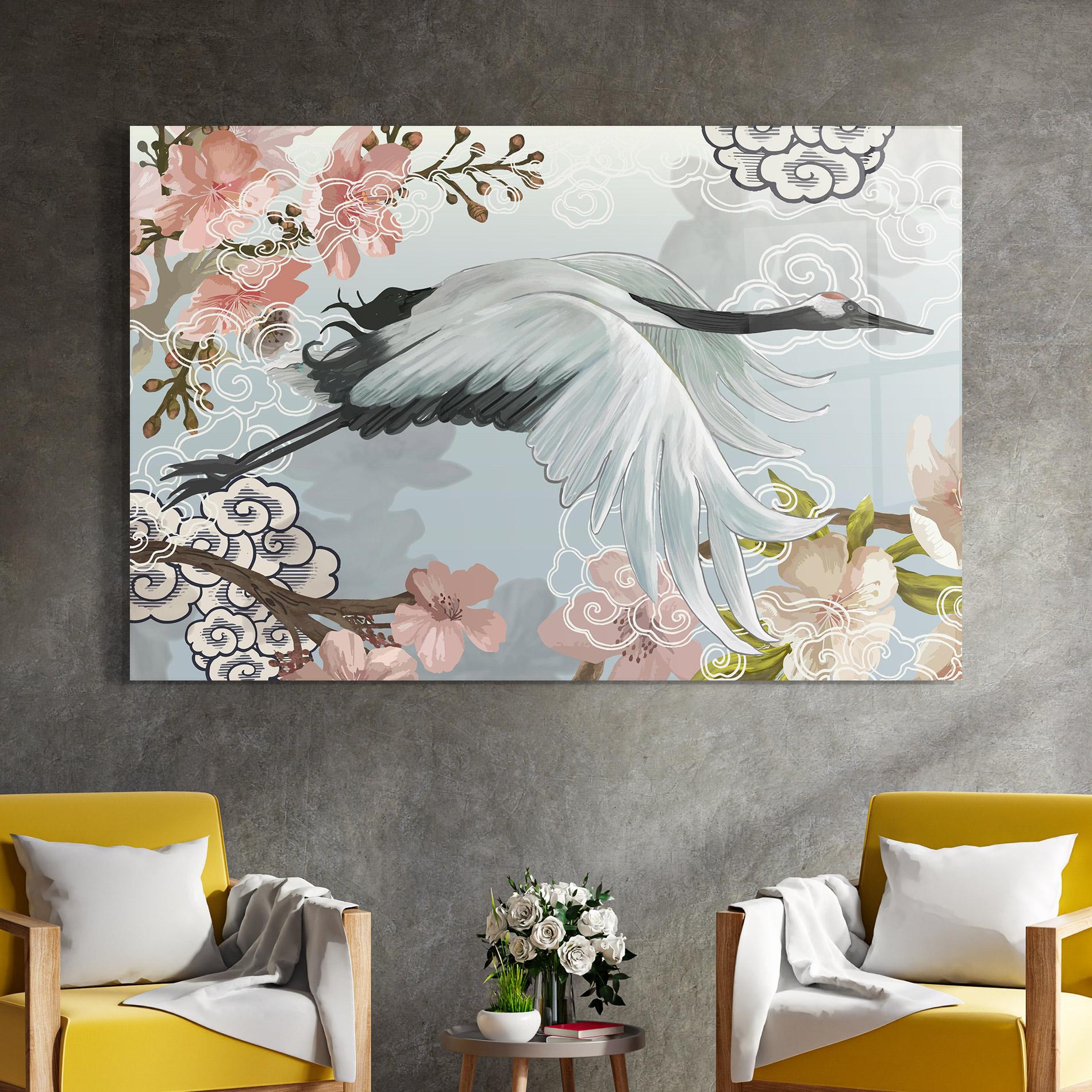 Tablou Sticla Beautiful Asiatic Bird mockup 4