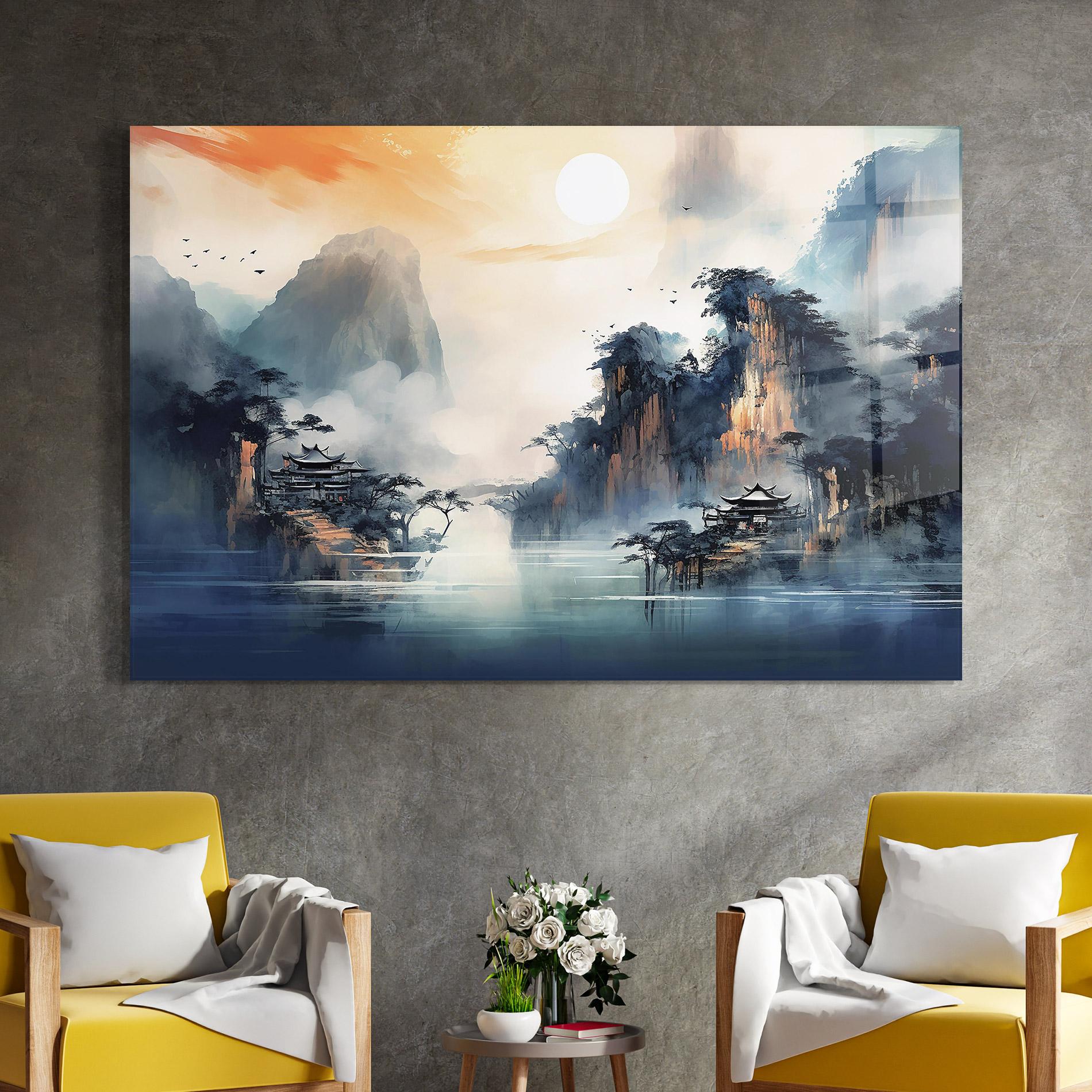 Tablou Sticla Fog Houses mockup 4