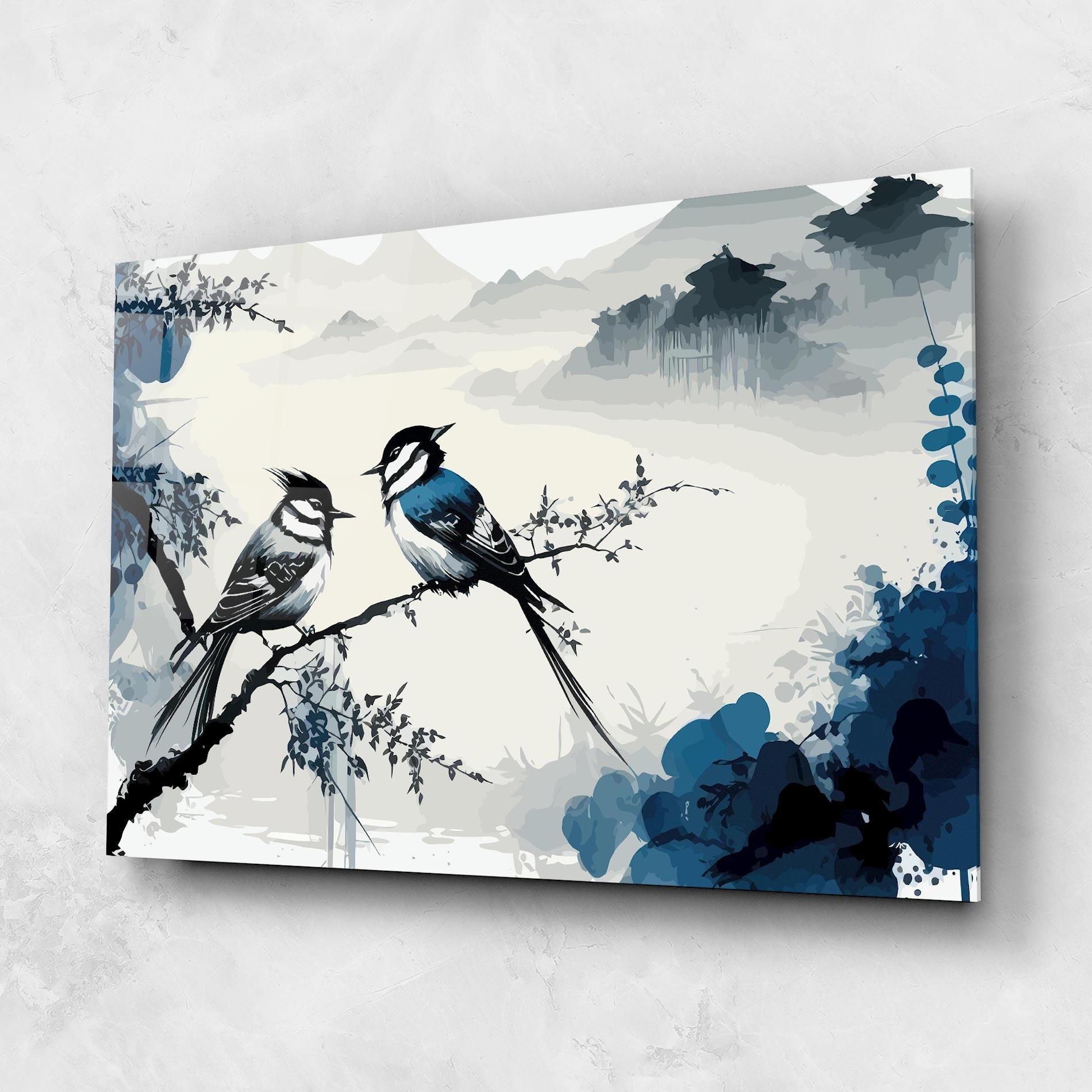 Tablou Sticla Asiatic Blue Bird mockup 1