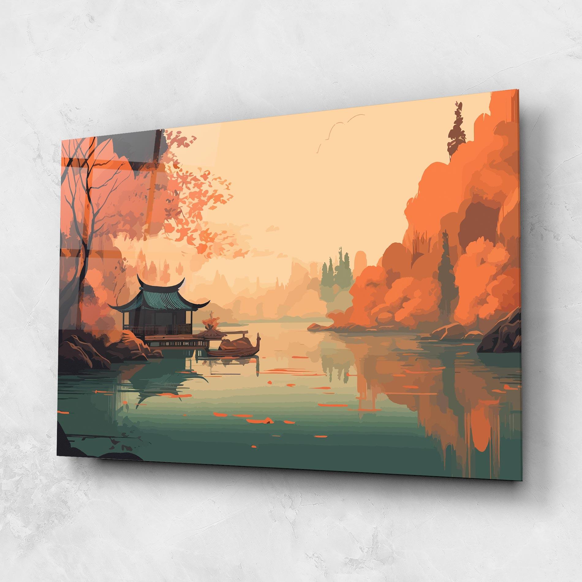 Tablou Sticla Asiatic Lake mockup 1