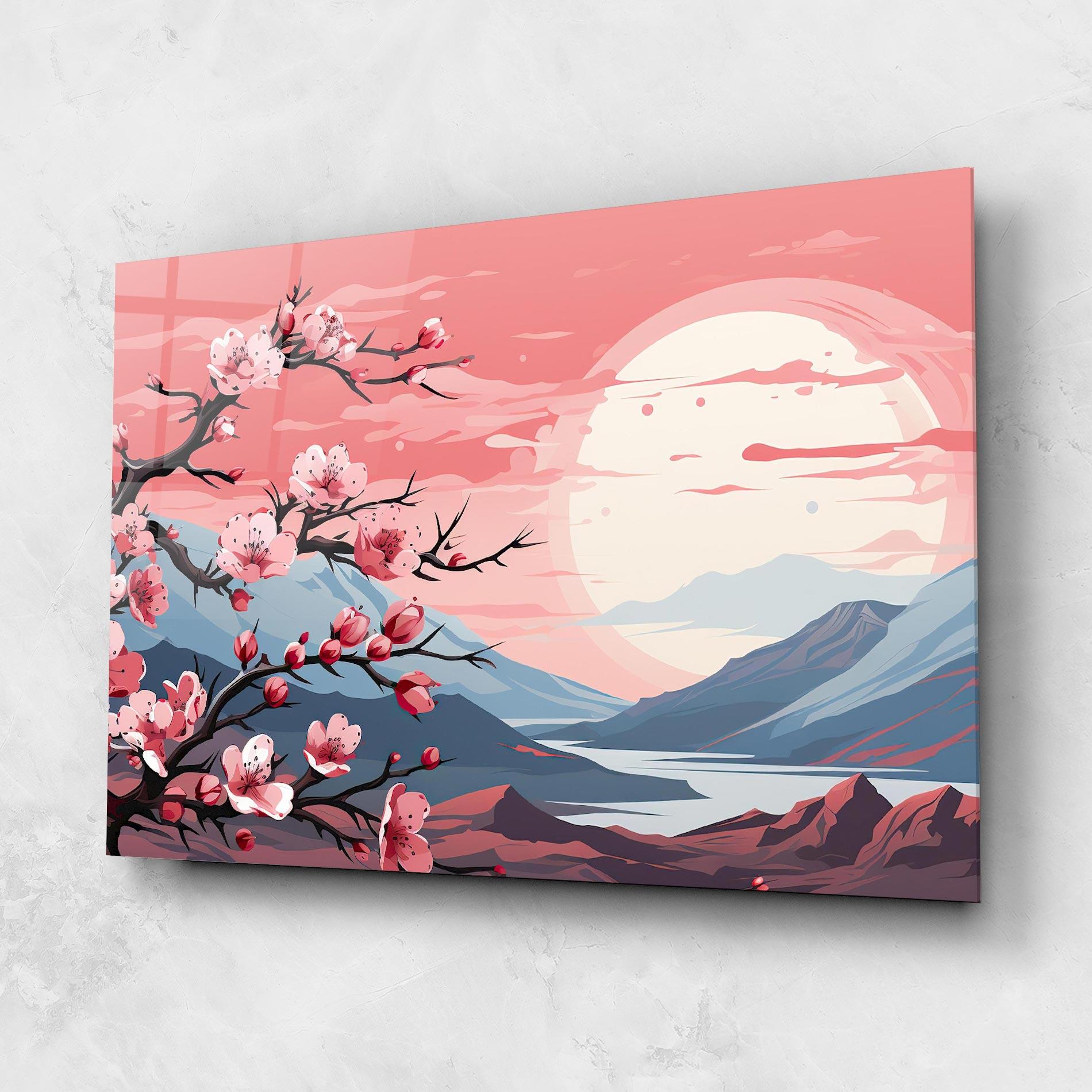 Tablou Sticla Chinese Cherry Blossoms mockup 1